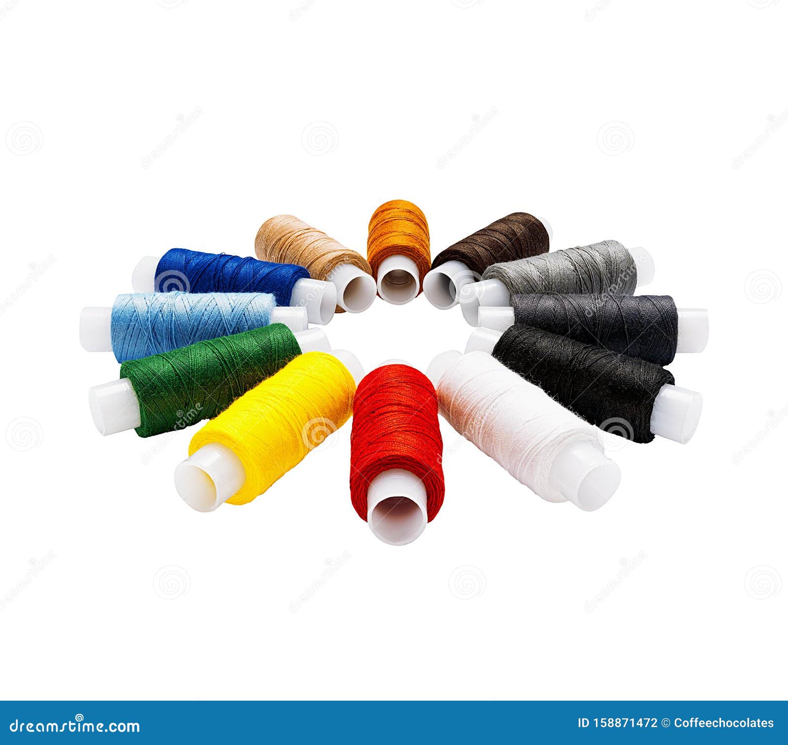 Set of Multicolored Cotton Threads Isolated Stock Photo Image of