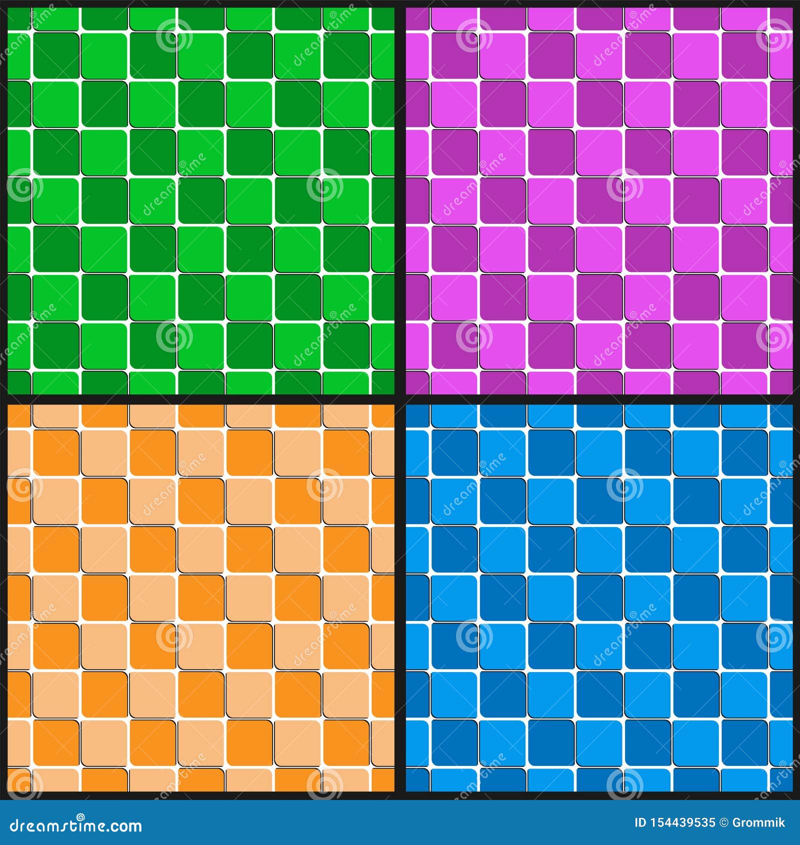 Set of Multicolored Geometric Patterns of Squares Stock Vector