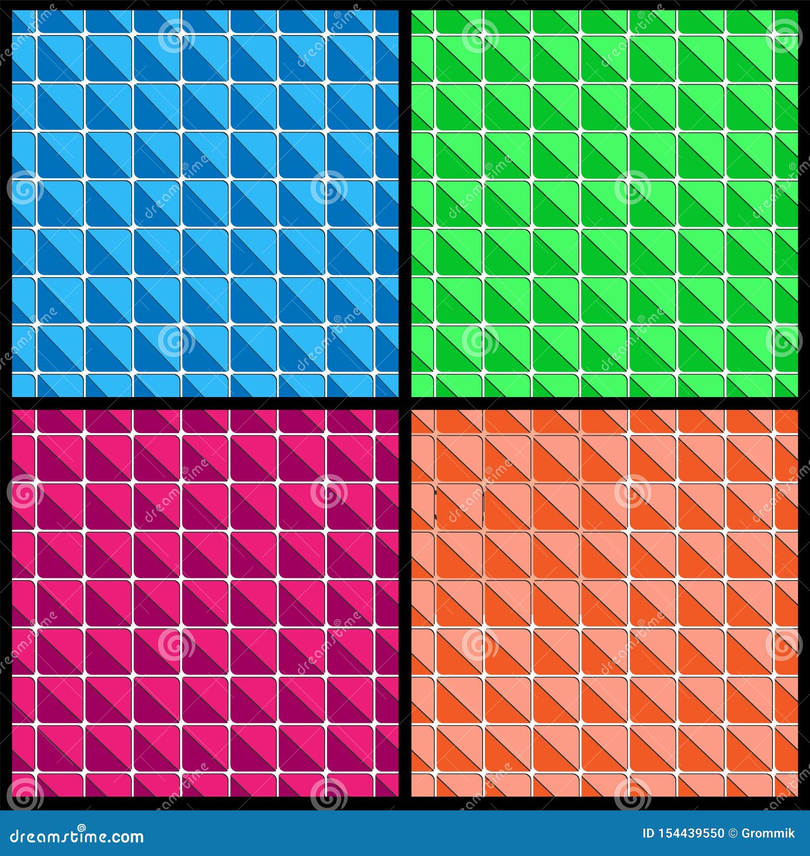 Set Of Multicolored Geometric Patterns Of Squares Stock Vector