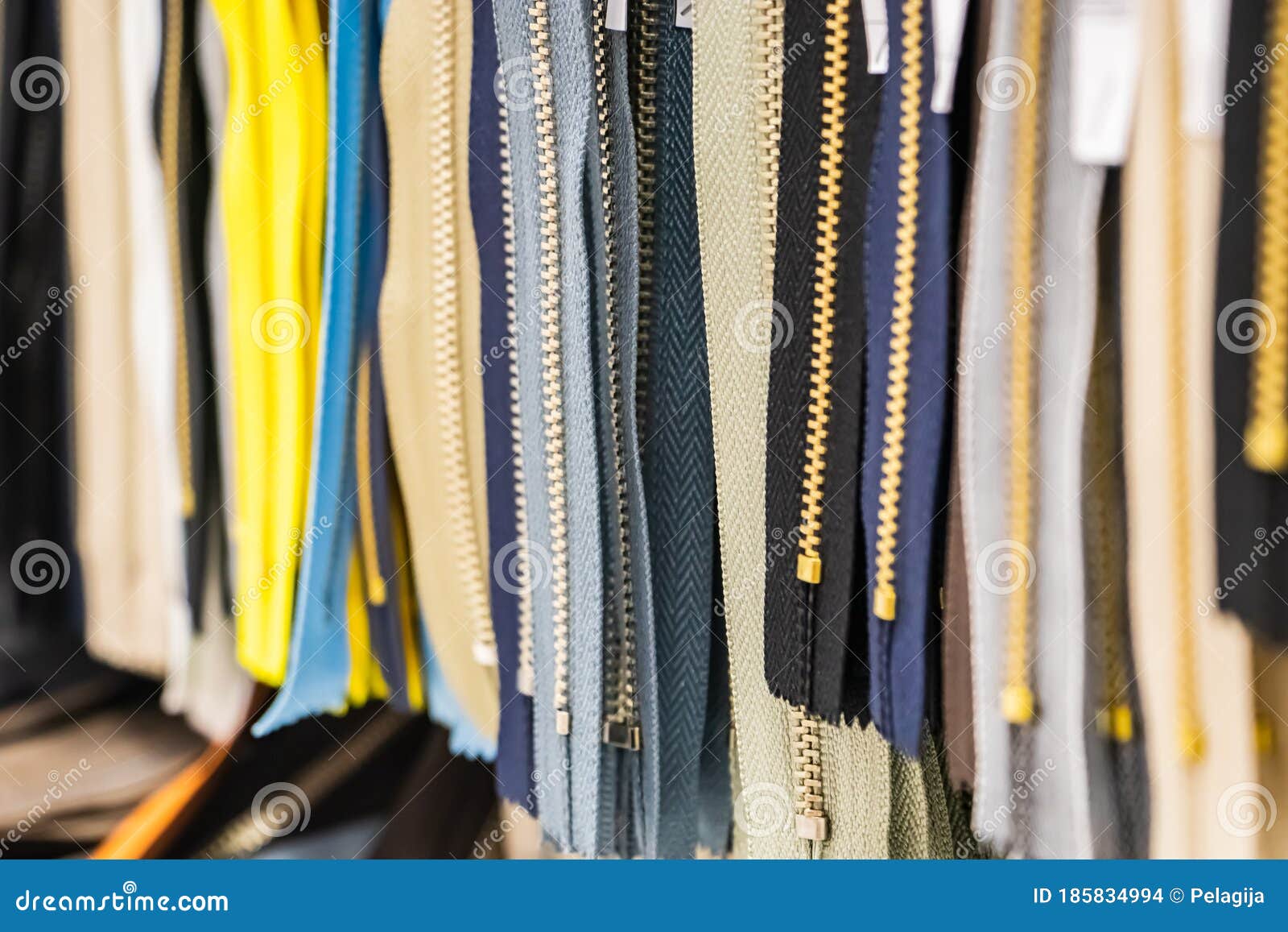 Set of Multicolored Sewing Zippers. Hobby Goods in the Store Stock