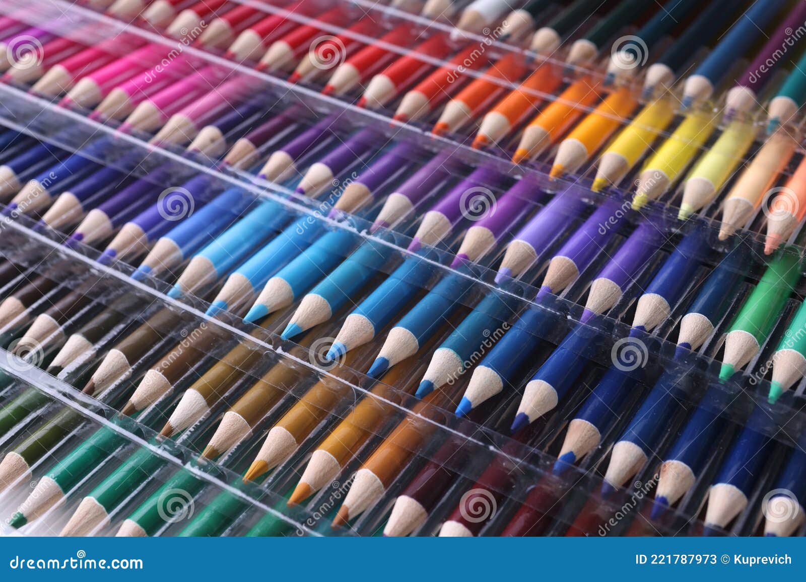 Set of Multicolored Wooden Pencils of Different Colors and Shades