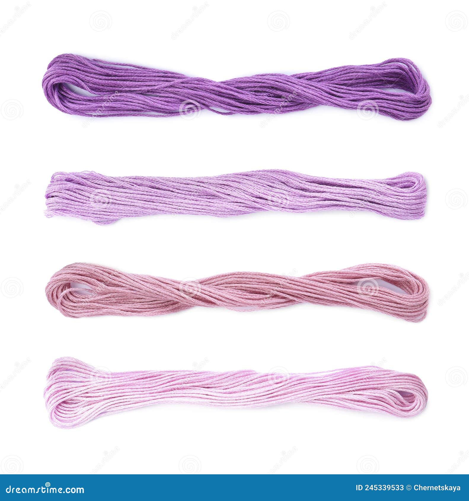 Set with Multicolor Embroidery Threads on White Background Stock Image