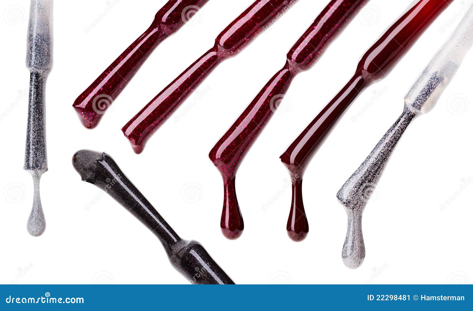 Set of Multicolored Nail Polish Brushes and Drops Stock Image Image