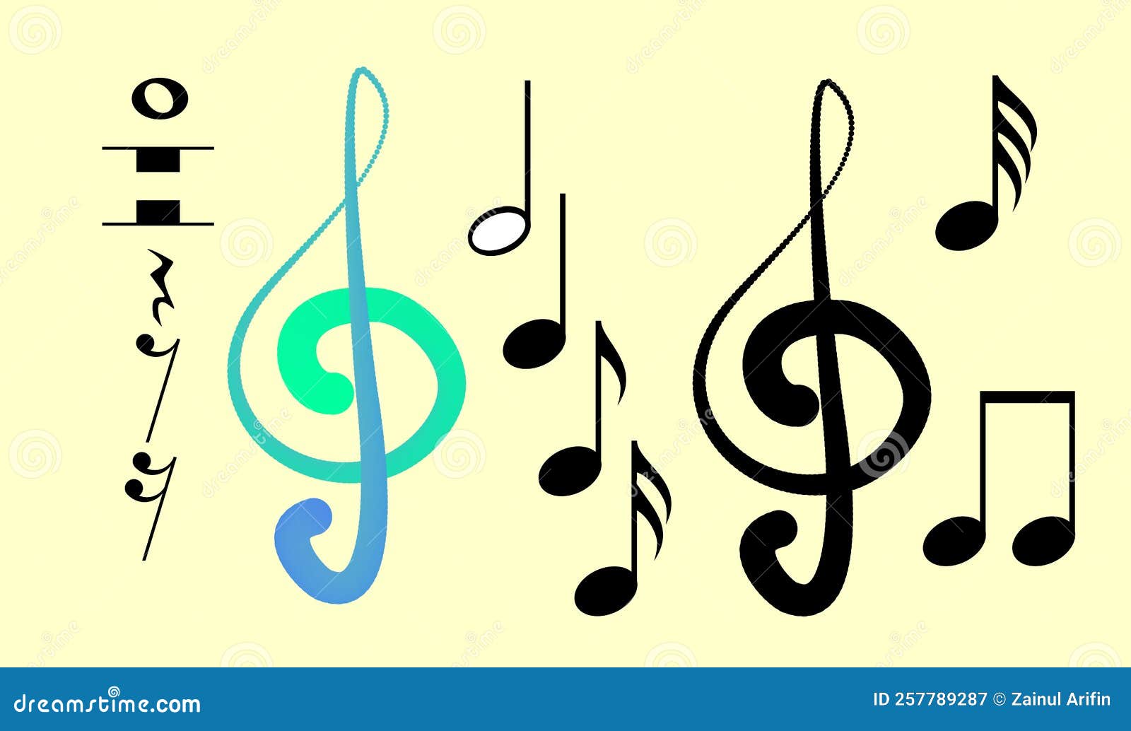Set of Music Key Symbol Sign Music Note Stock Vector Illustration of