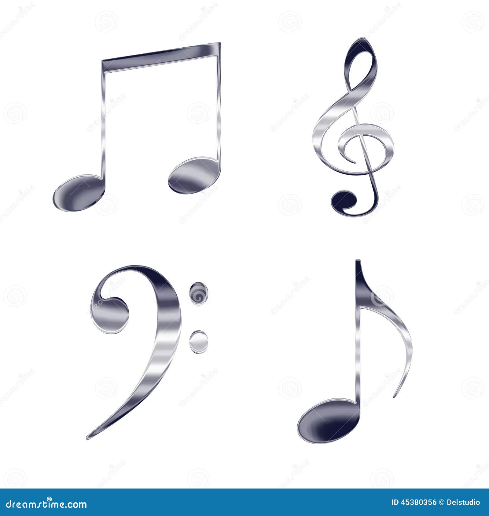Set of music notes stock illustration. Illustration of metal 45380356