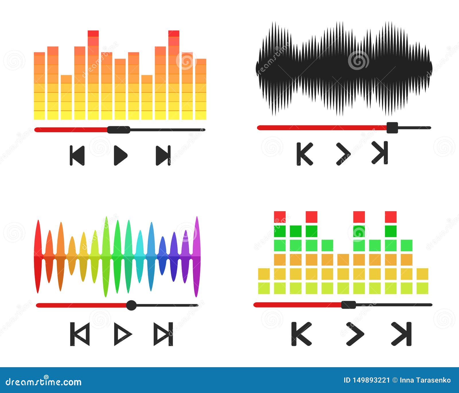 Set of Music Tracks on a White. Music Equalizer Stock Vector - Illustration  of music, play: 149893221