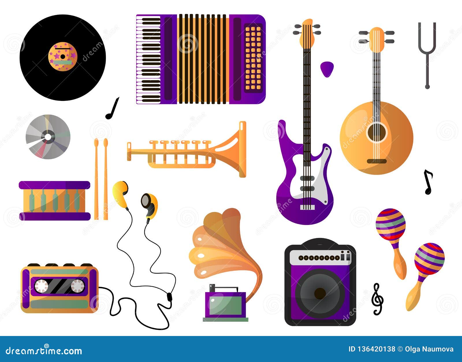 På kanten Fortrolig Vil Set of Musical Instruments for Playing Music and Listening. Musical  Accessories Stock Illustration - Illustration of headphones, audio:  136420138