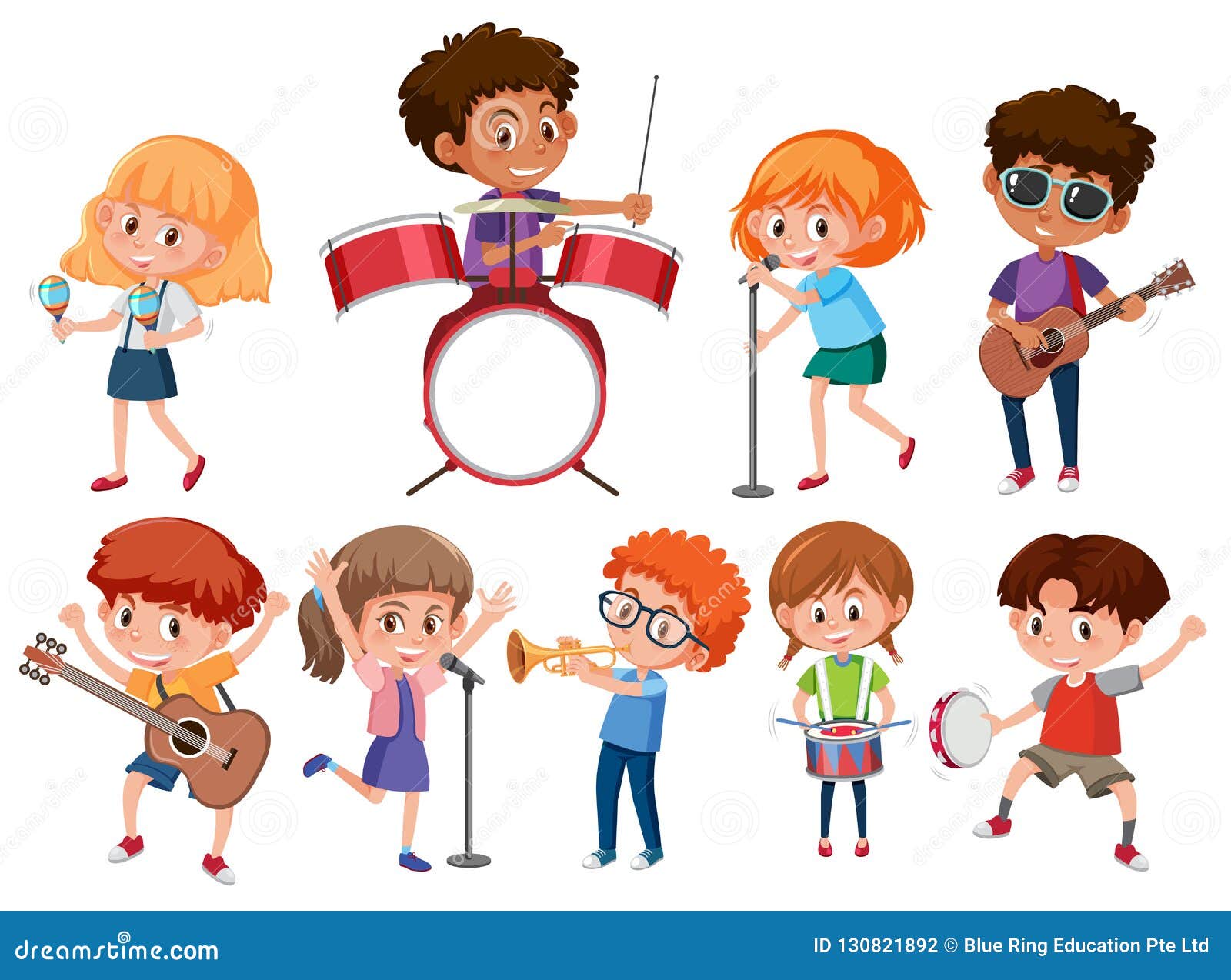 Set of musician kids stock vector. Illustration of happy - 130821892