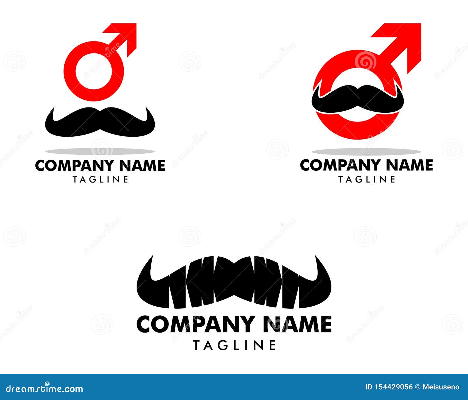 Set of Mustache Man Logo Template Design Stock Vector Illustration of