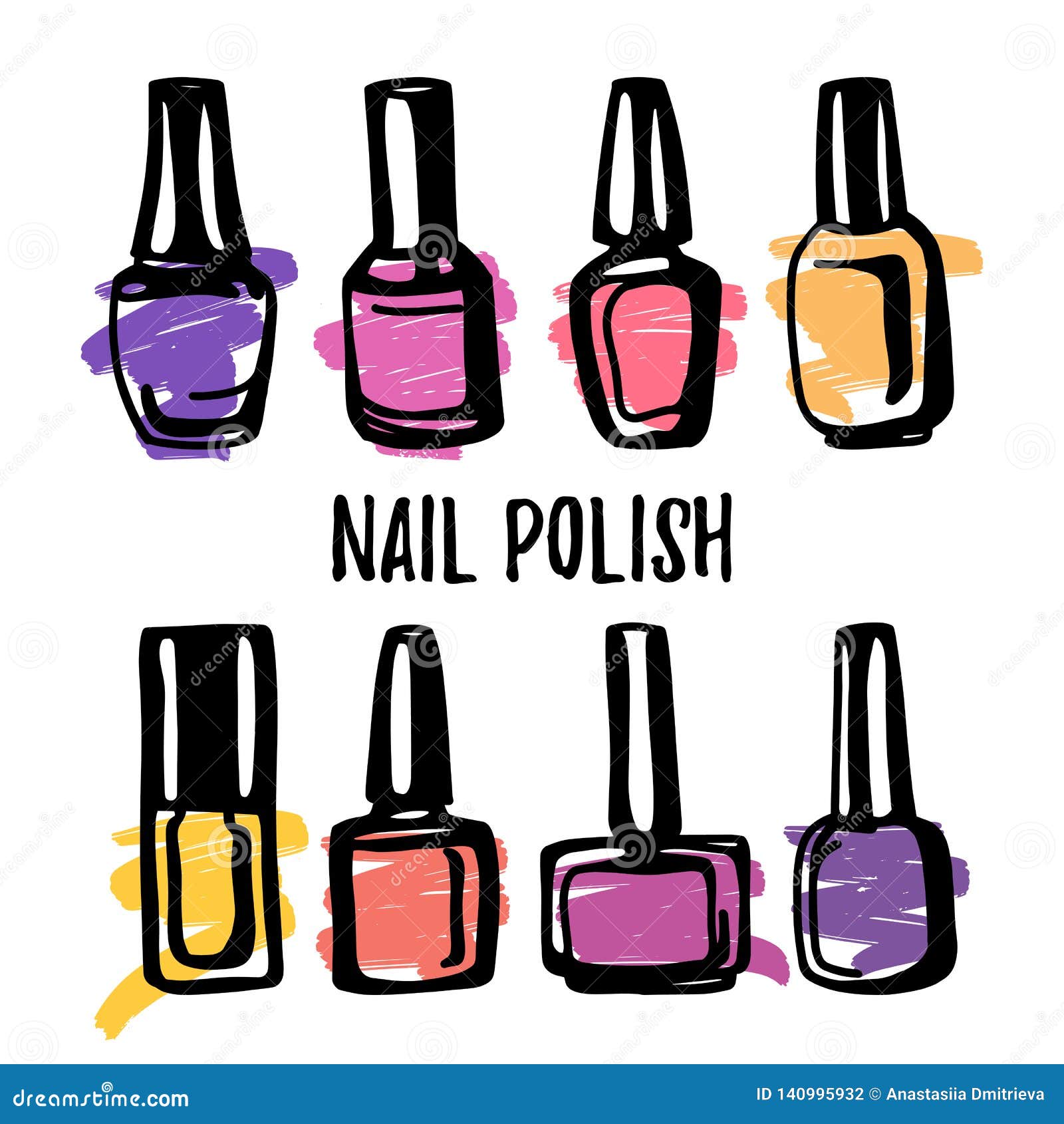 Set of nail Polish bottles stock vector. Illustration of care 140995932
