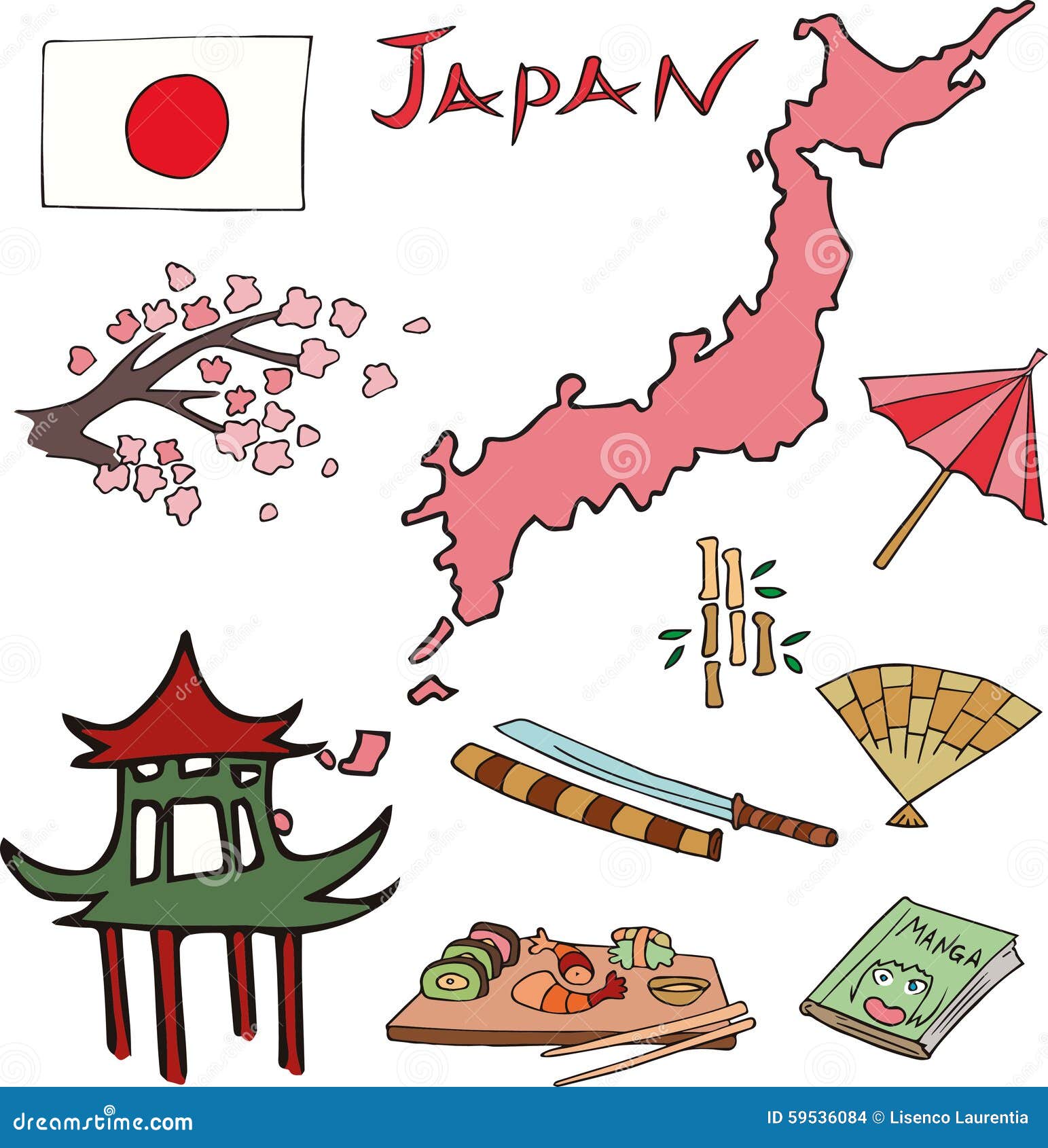 The Set of National Profile of the Japan Stock Vector - Illustration of ...