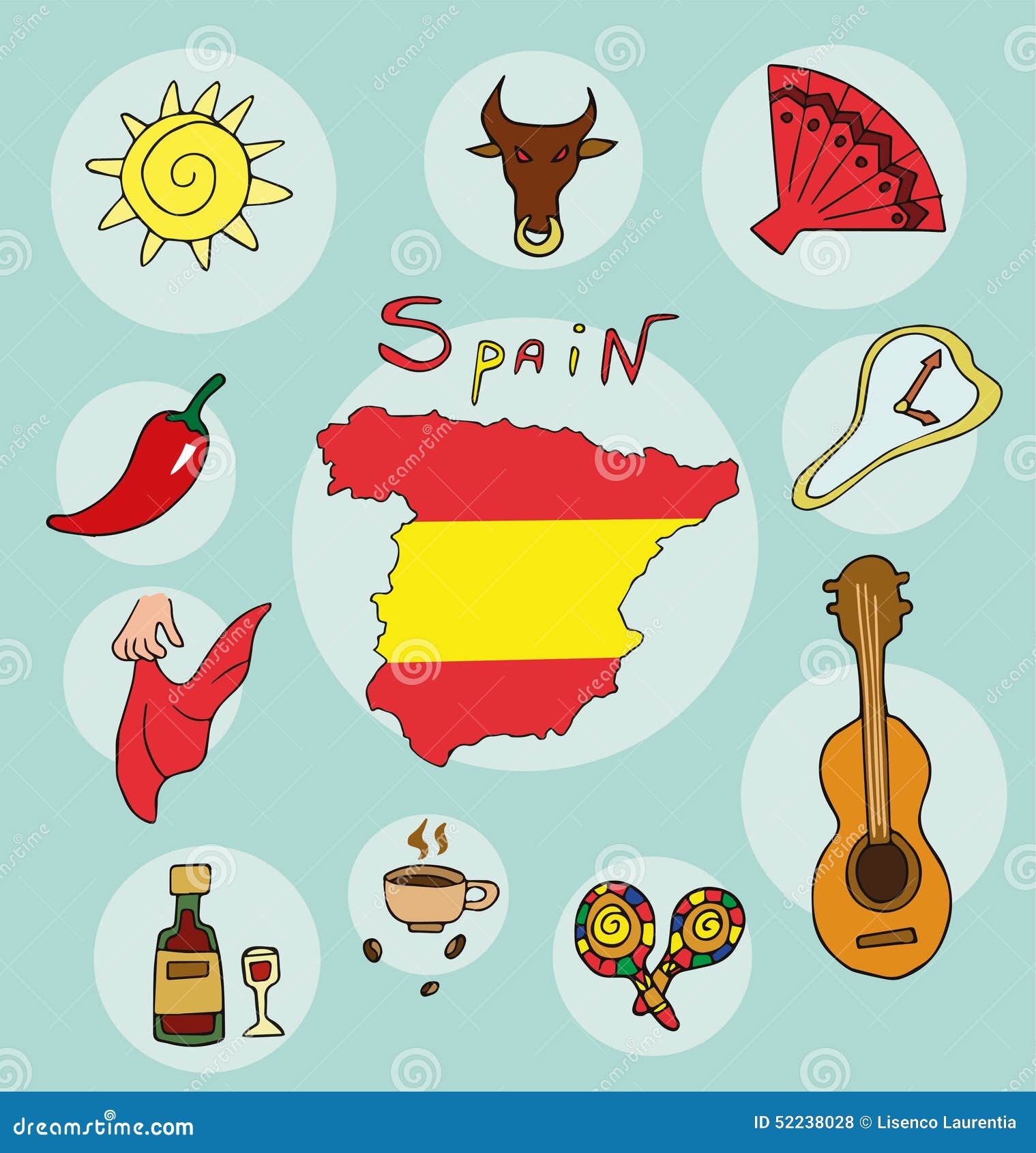 The Set of National Profile of the State Spain Stock Vector ...