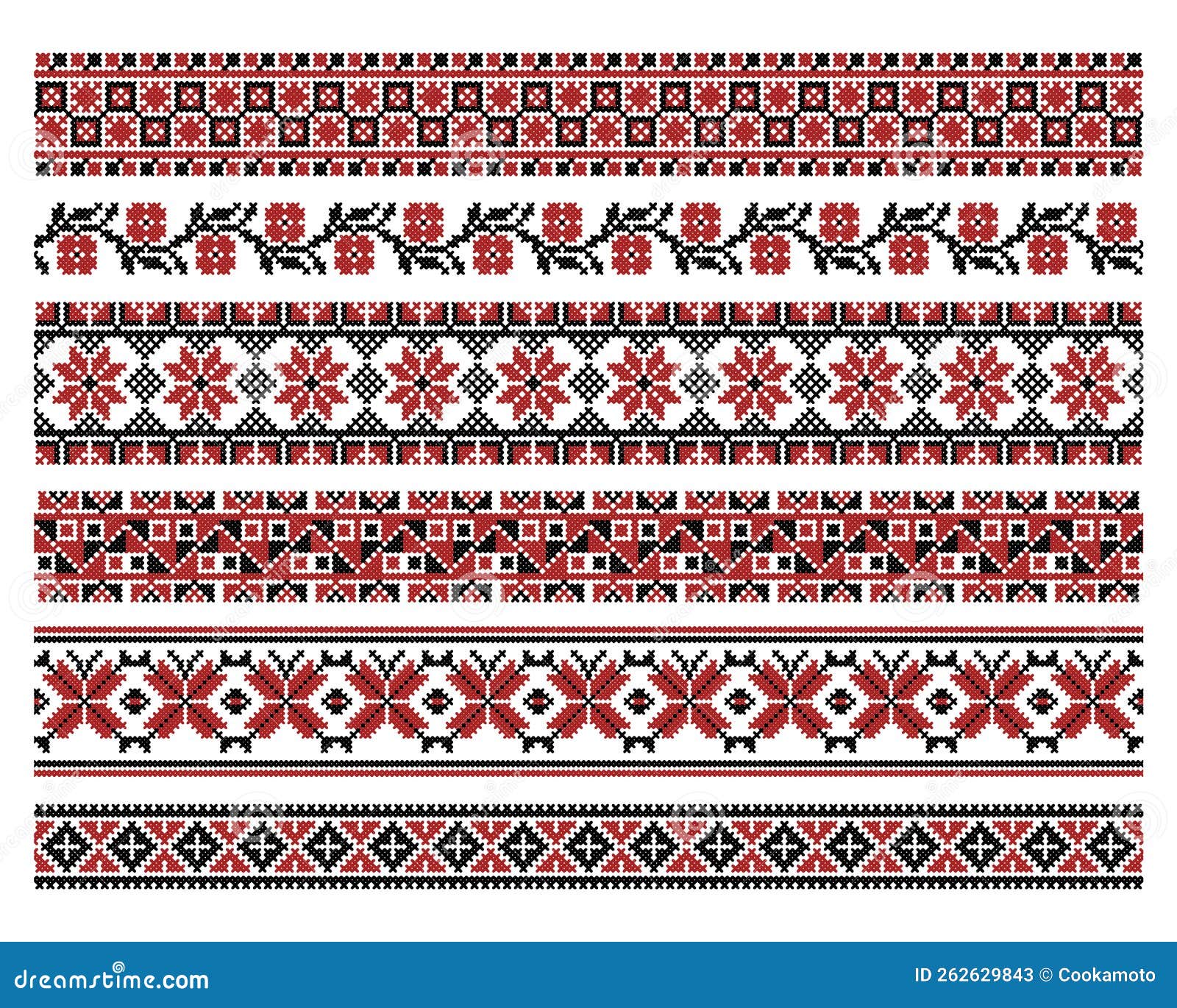 set of national ukrainian pattern or cross stitch
