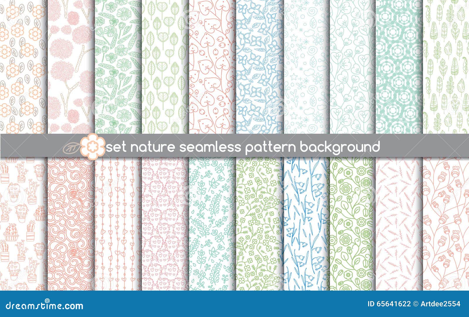 set nature seamless patterns.pattern swatches included for illustrator user,