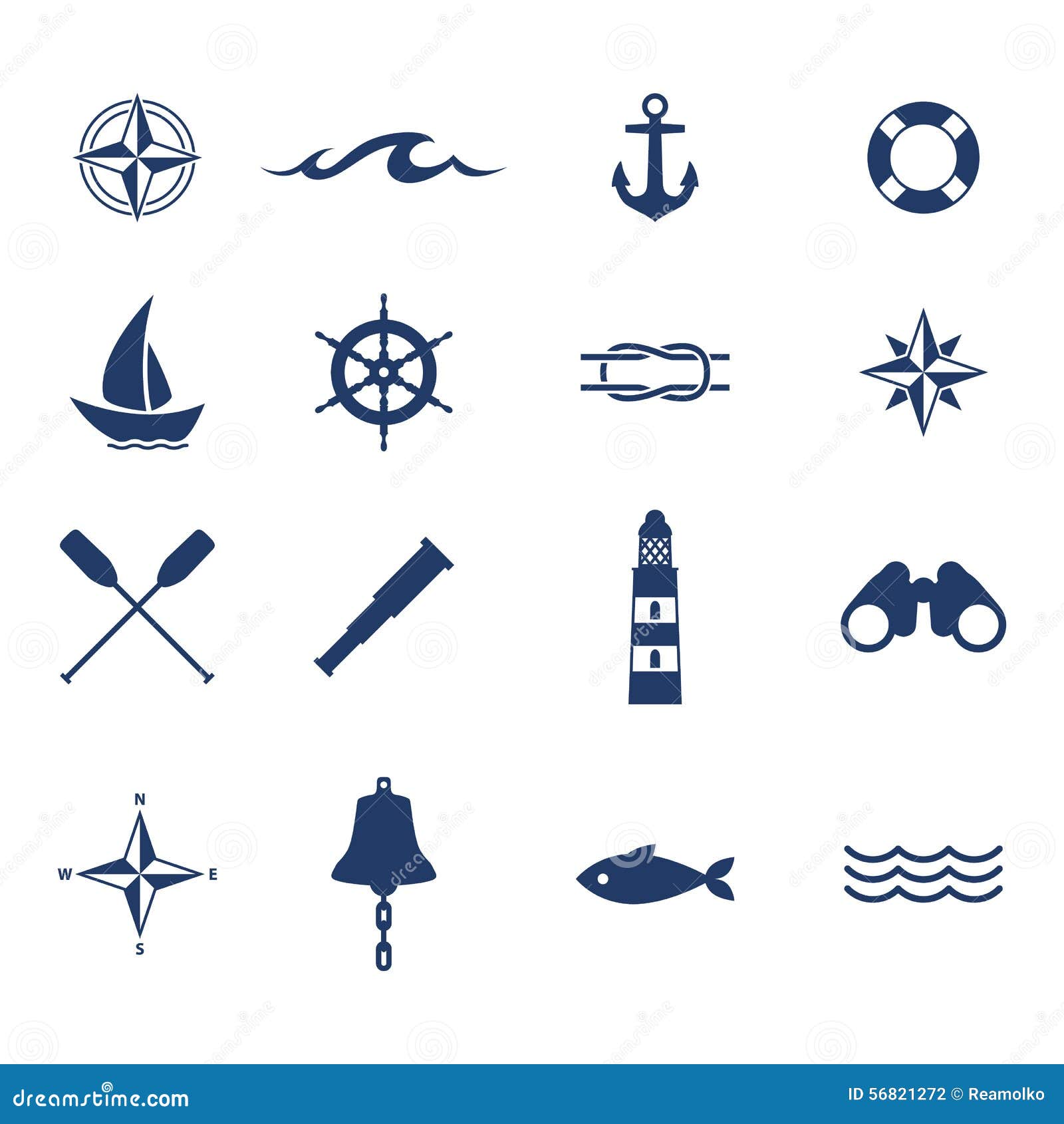 set of nautical sea ocean sailing icons