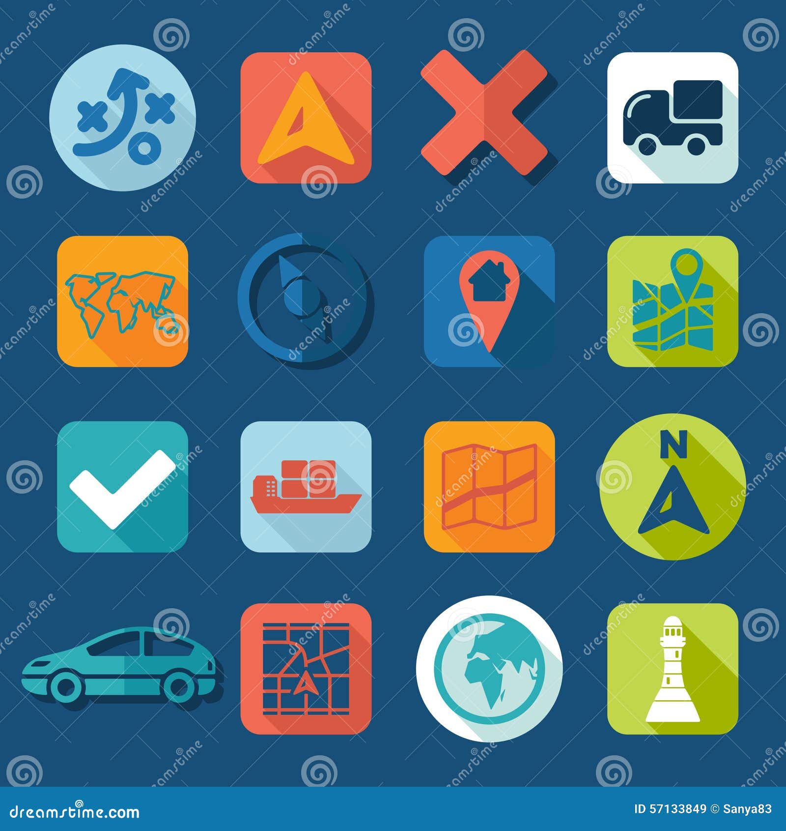 Set of navigation icons stock vector. Illustration of collection 57133849