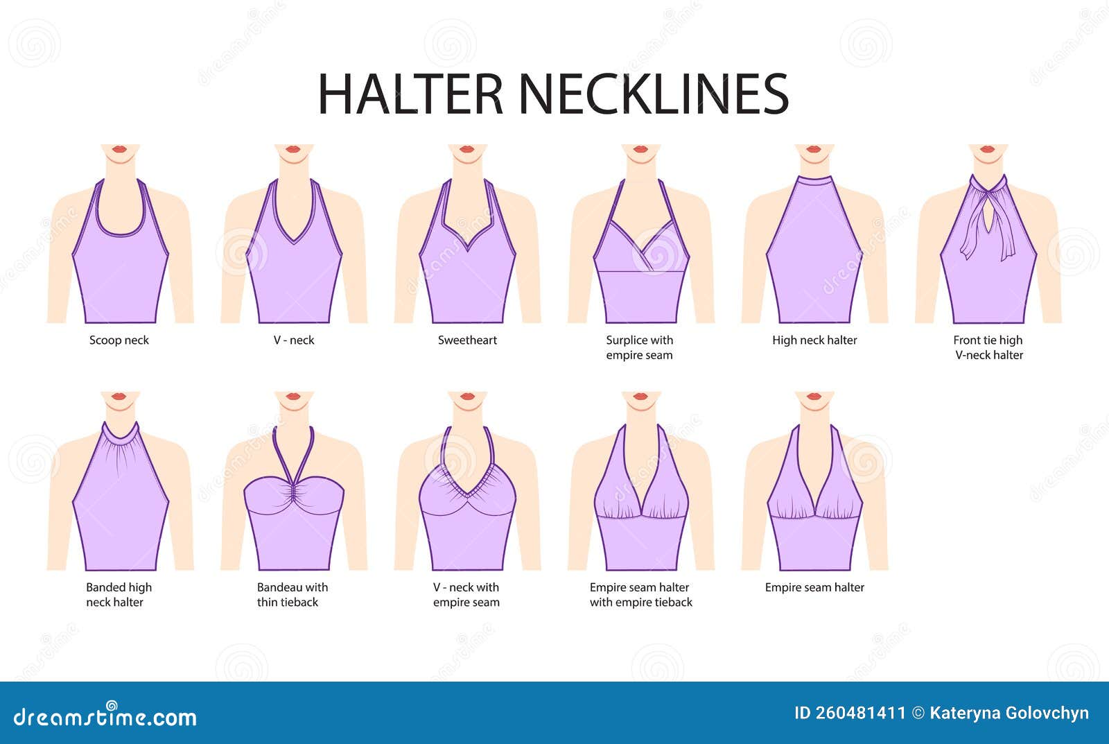 Set of Necklines Halter Clothes - Tops, Blouses, Shirts Sweetheart ...