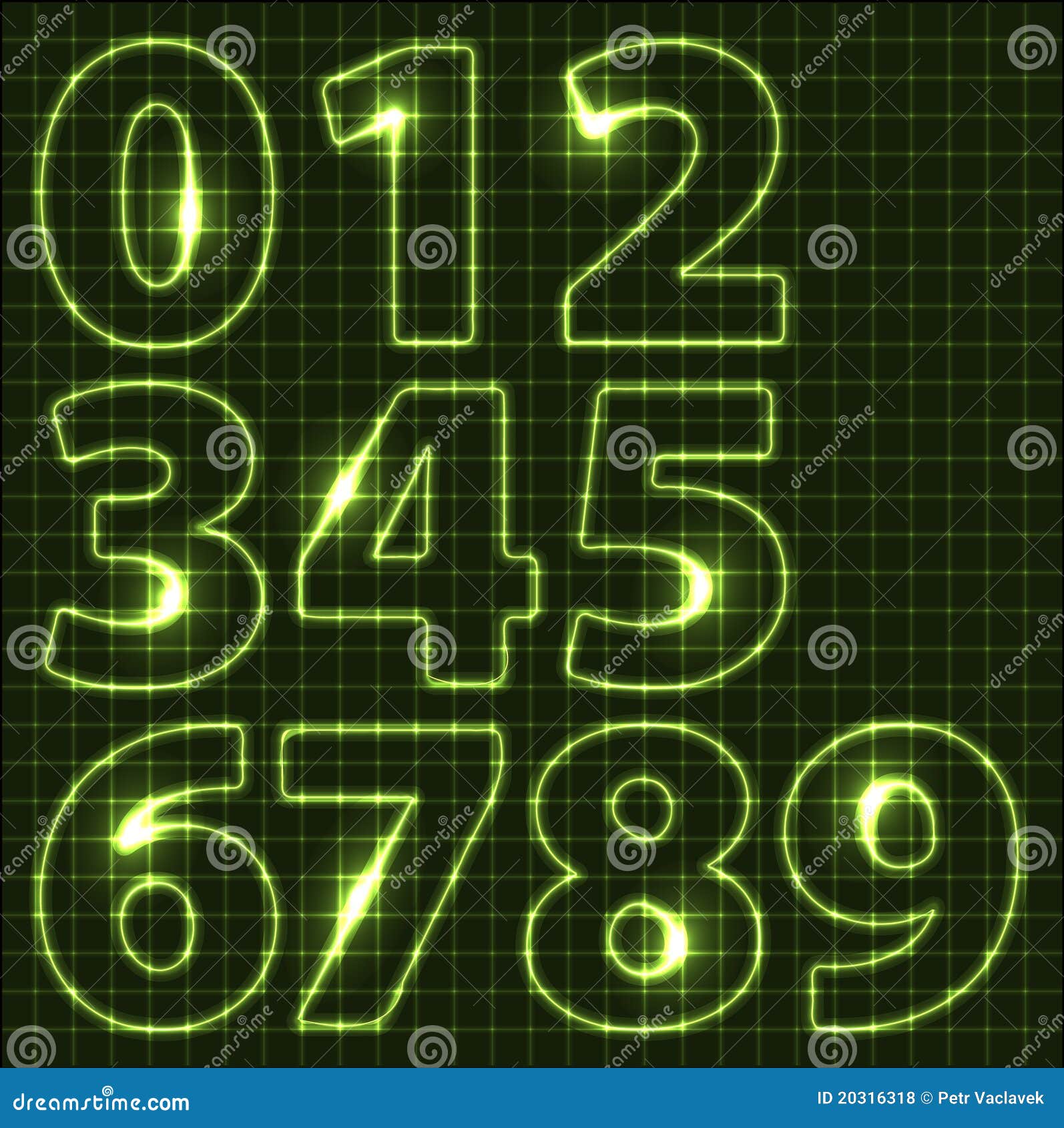 Set of neon numbers stock illustration. Illustration of cipher 20316318