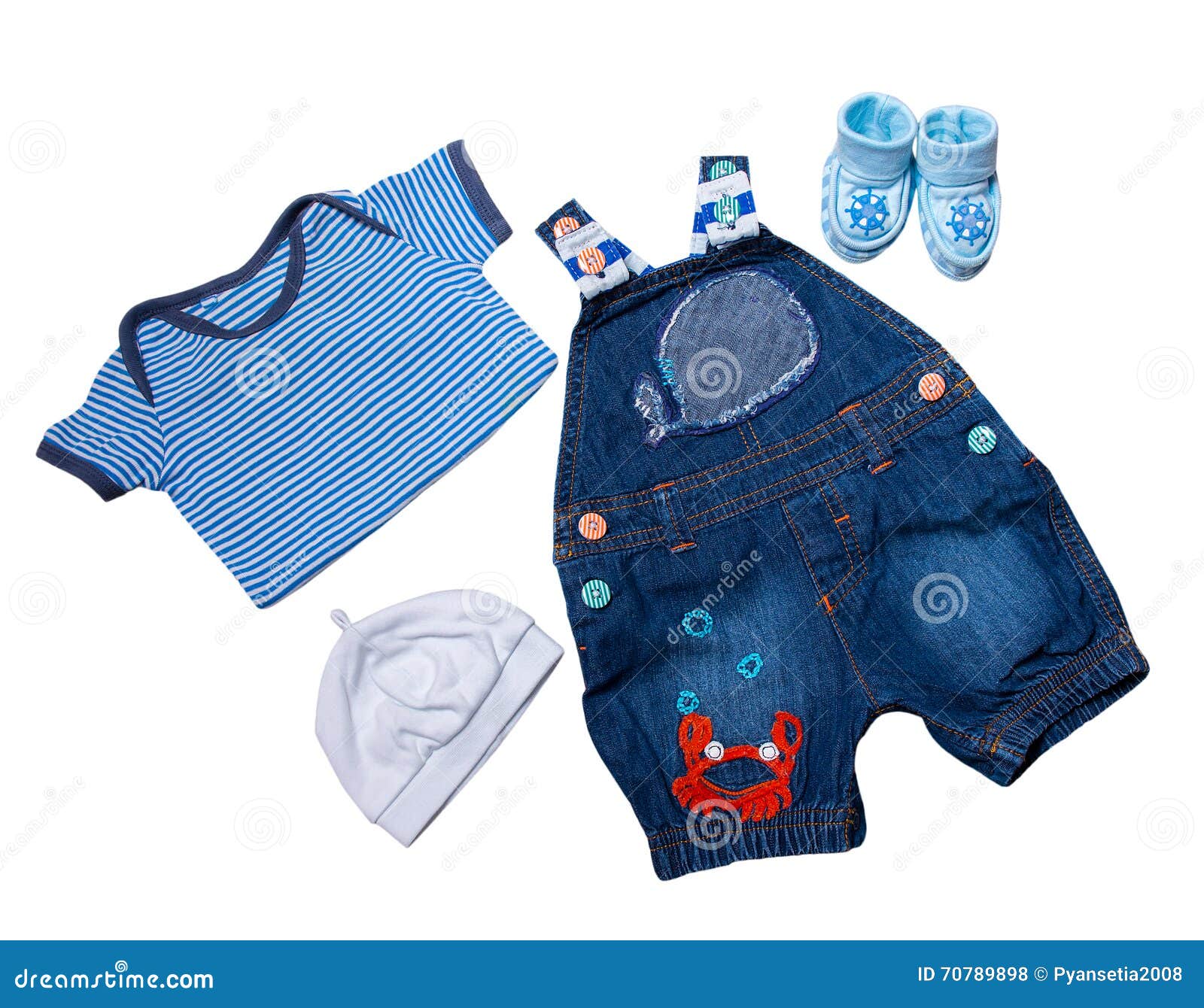 Set of Newborn Baby Clothes Marine Style. Stock Photo - Image of clean ...