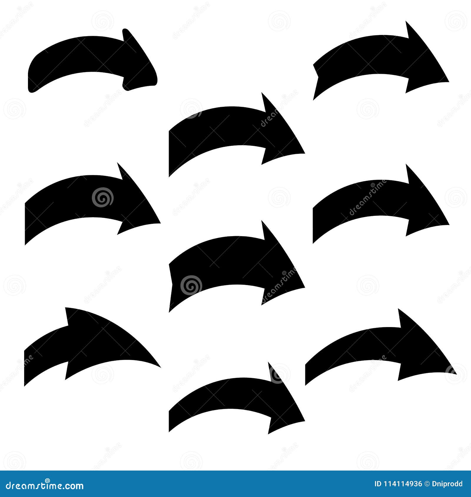 Set of Nine Black Various Arrows Stock Vector Illustration of arrows