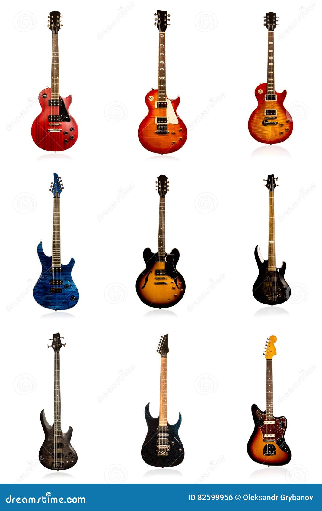 Set of Nine Electric Guitars Stock Photo Image of bass, jazz 82599956