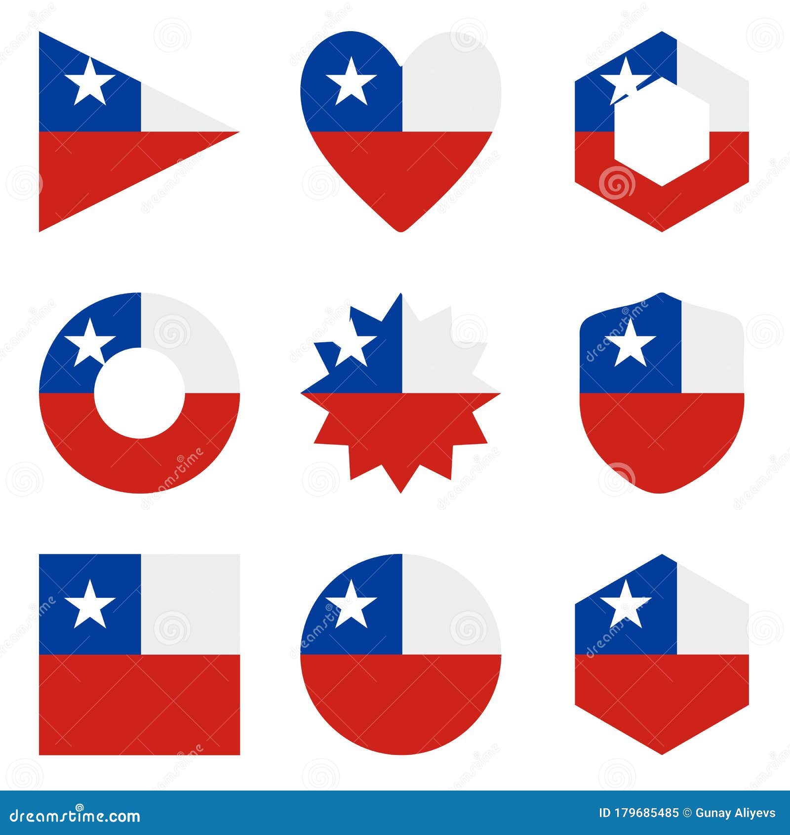 set of nine form chile.  icons. national flag of the chile