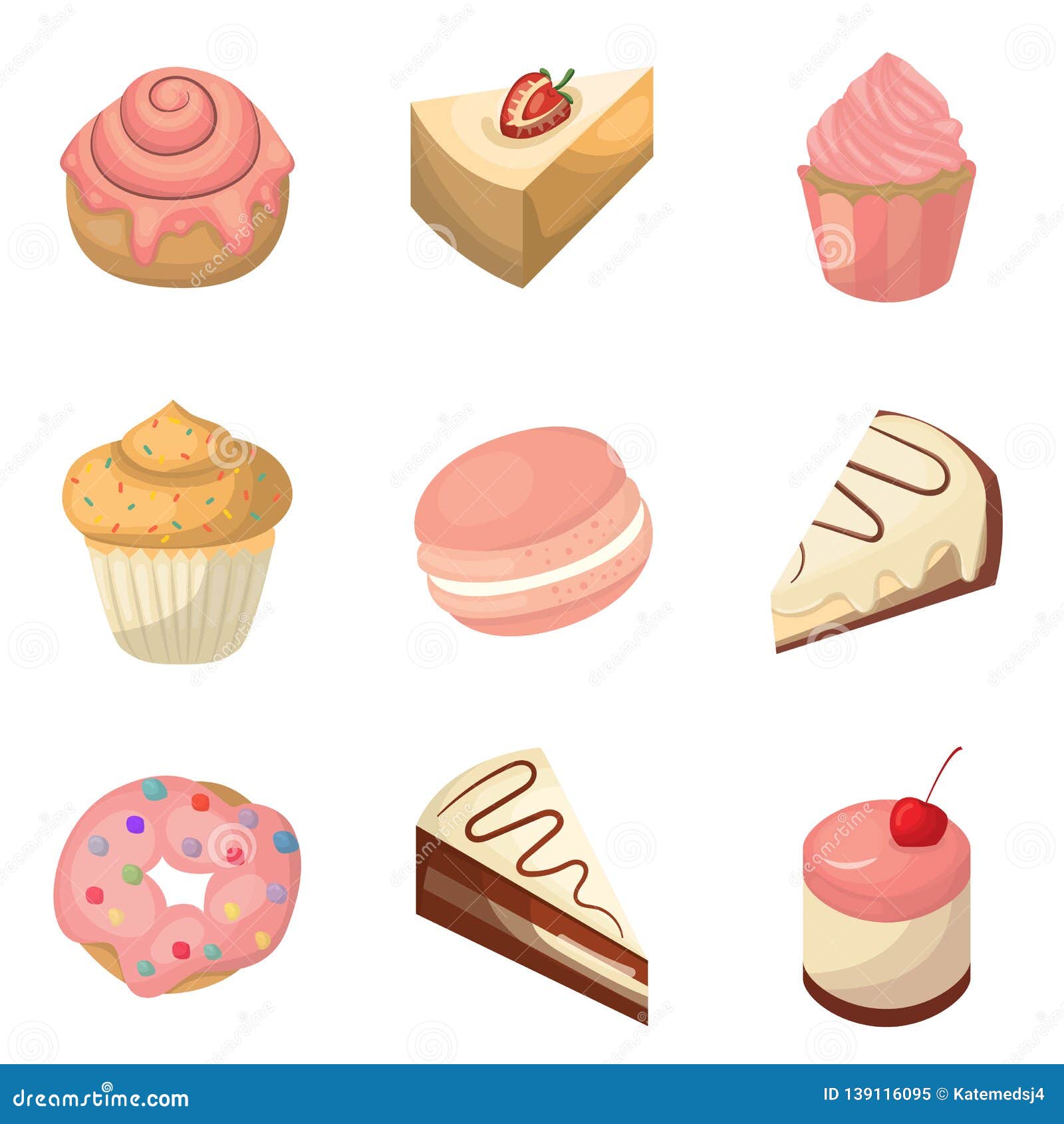 Set of nine vector cakes stock vector. Illustration of nine 139116095