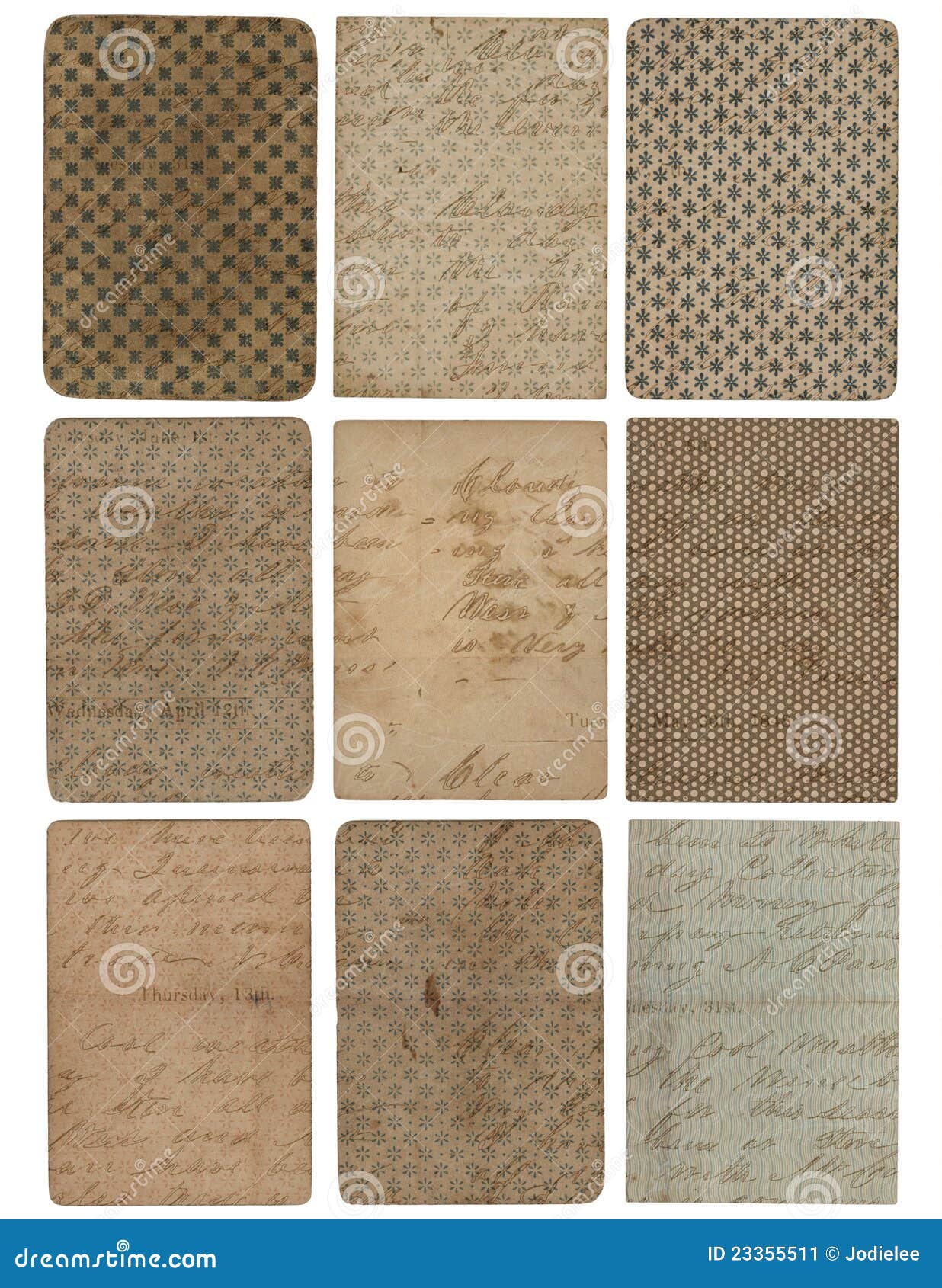 set of nine vintage pattern texture backgrounds