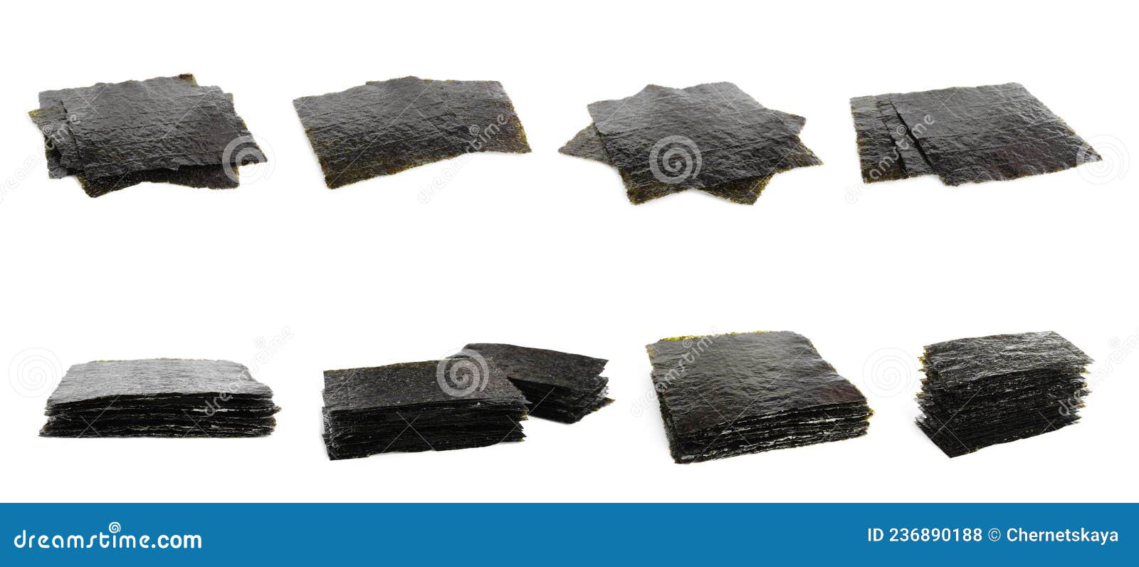 Set with Nori Sheets on White Background. Banner Design Stock Photo