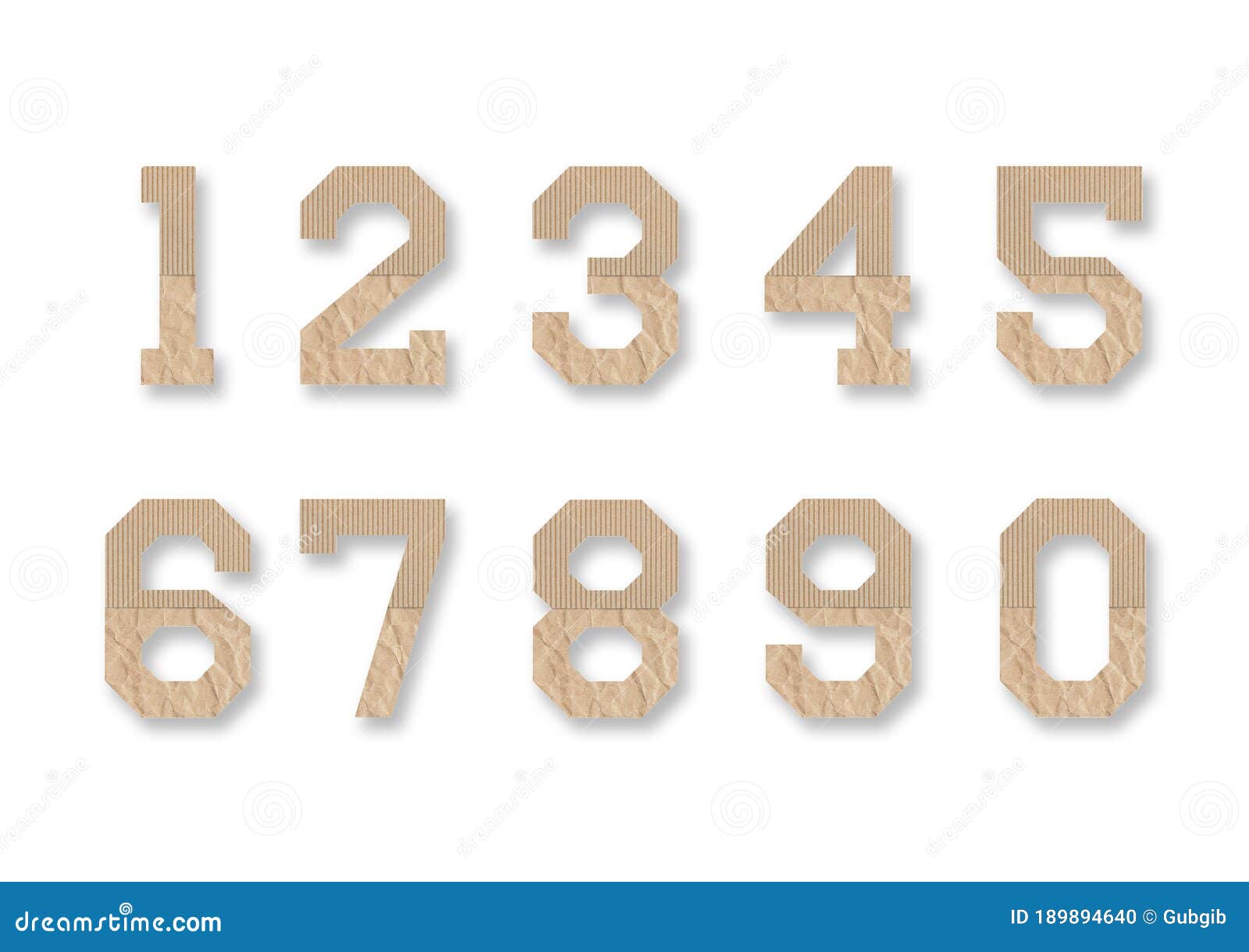 Download Set Of Number Mockup With Brown Paper Stock Photo Image Of Crumpled Education 189894640