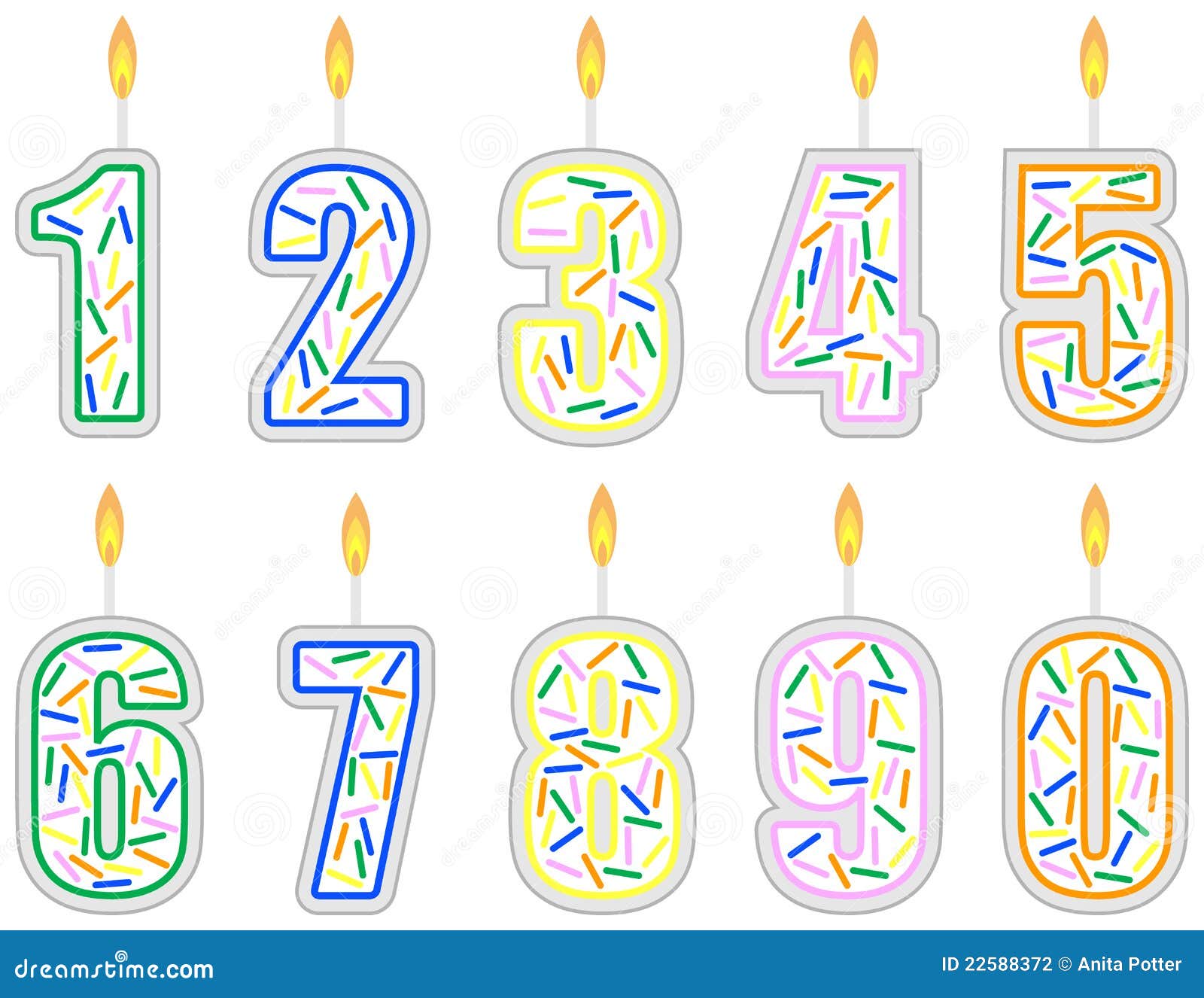 Set of Numbered Birthday Candles Stock Vector - Illustration of