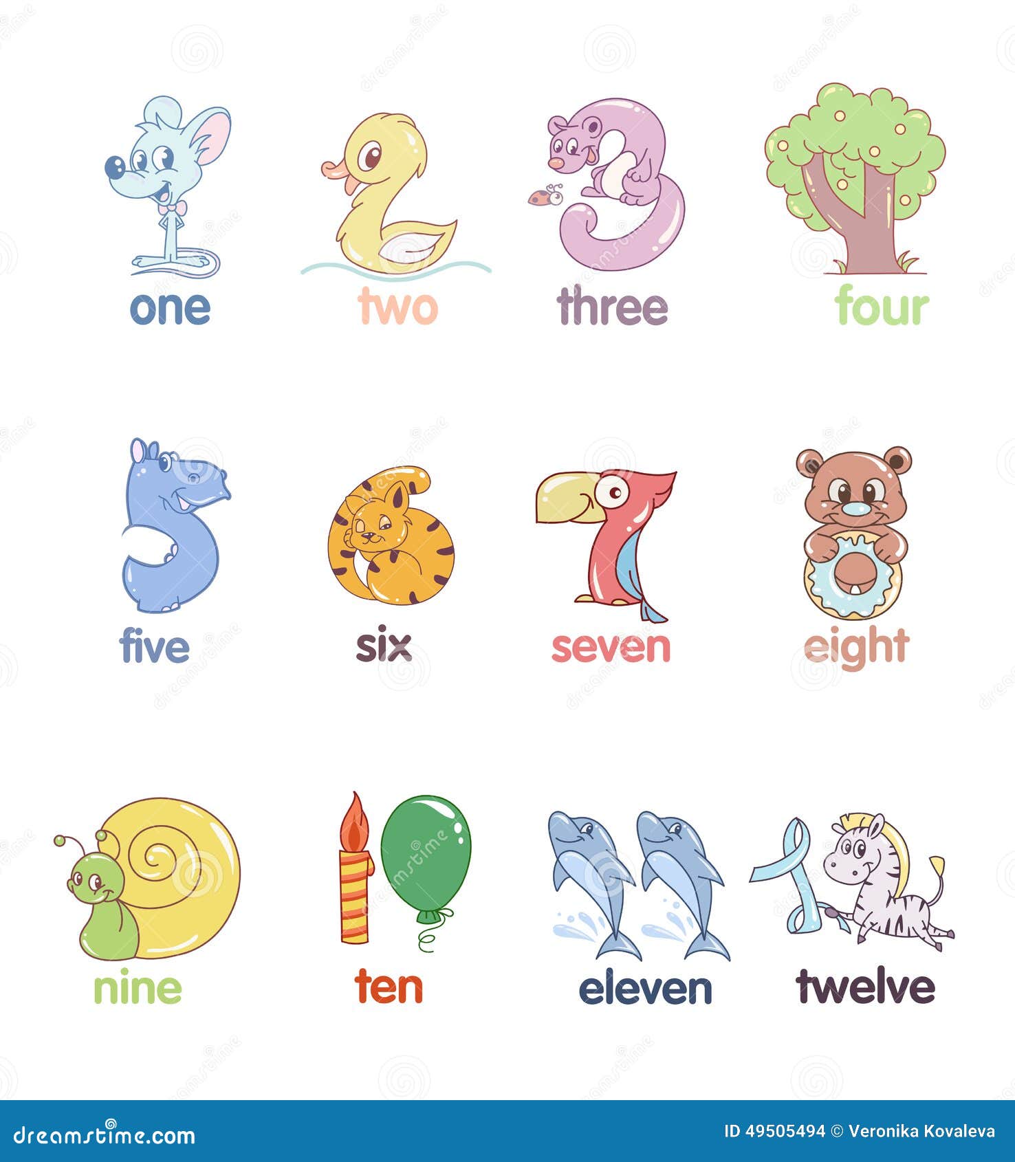 Set Of Numbers In The Form Of Animals Stock Vector - Image: 49505494