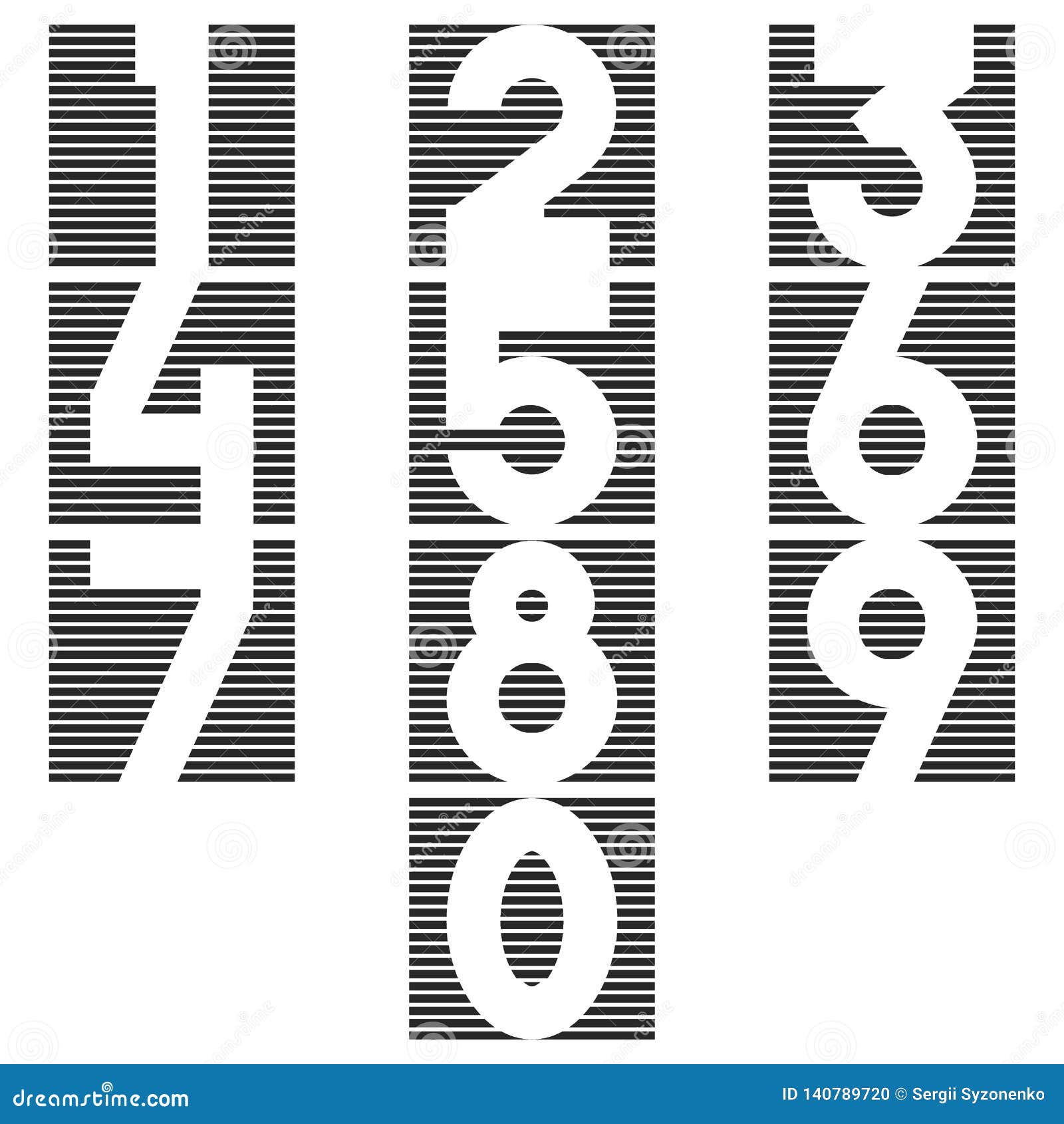 A Set of Numbers in the Form of a Square of Thin Lines from 1, 2, 3, 4 ...