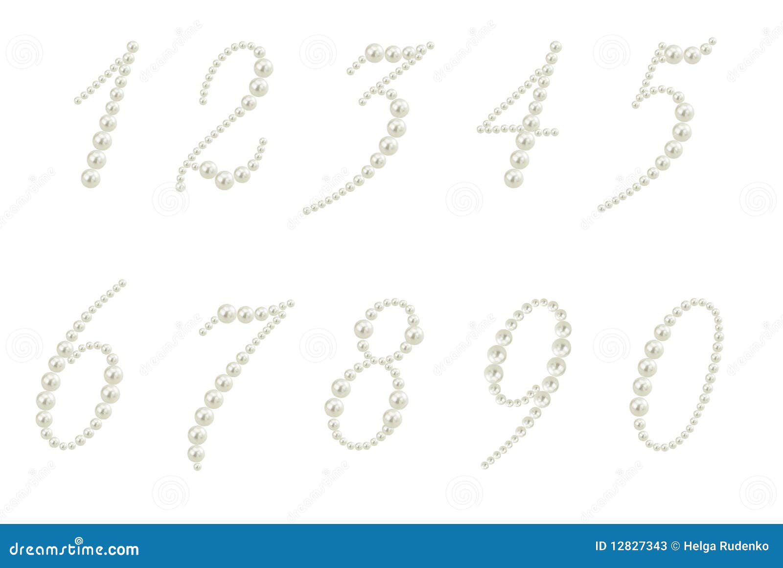 Set Of Numbers Made From Pearls Stock Illustration Illustration 12827343