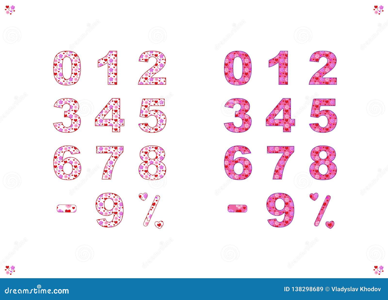 A Set of Numbers, a Minus Sign and a Percent Sign with a Colorful