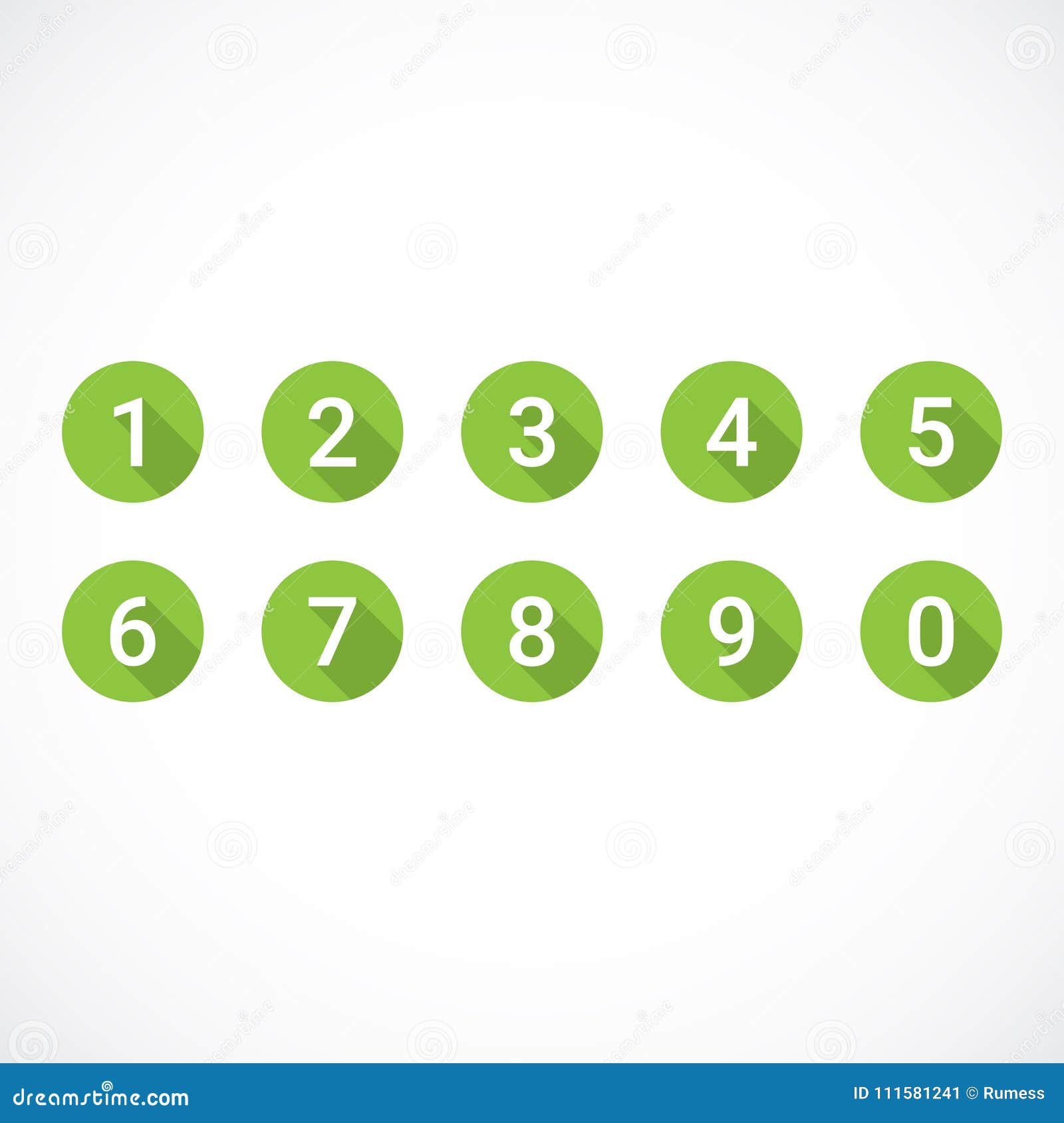 Set of 0 9 numbers set of green number icons stock vector