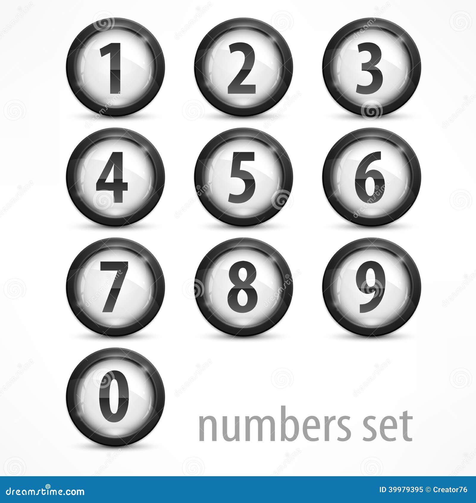 Set of numbers on white stock vector. Illustration of three - 39979395