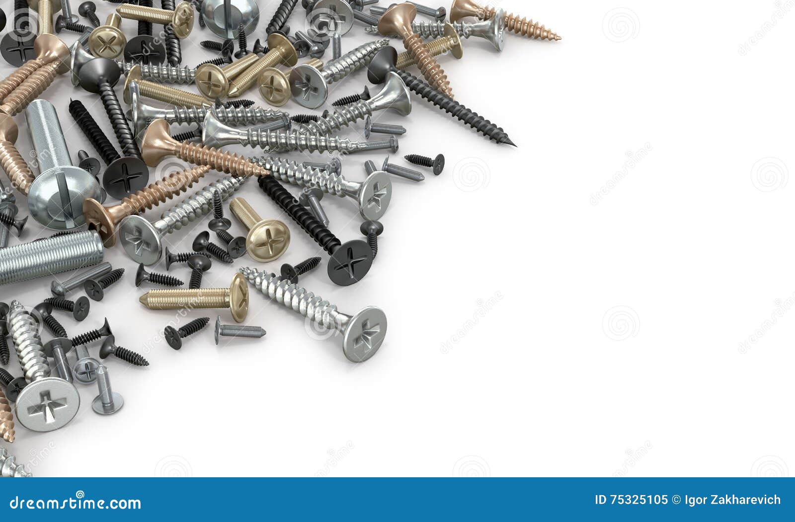 Screws, Washers And Rivets. Realistic Illustration, Top View. Vector