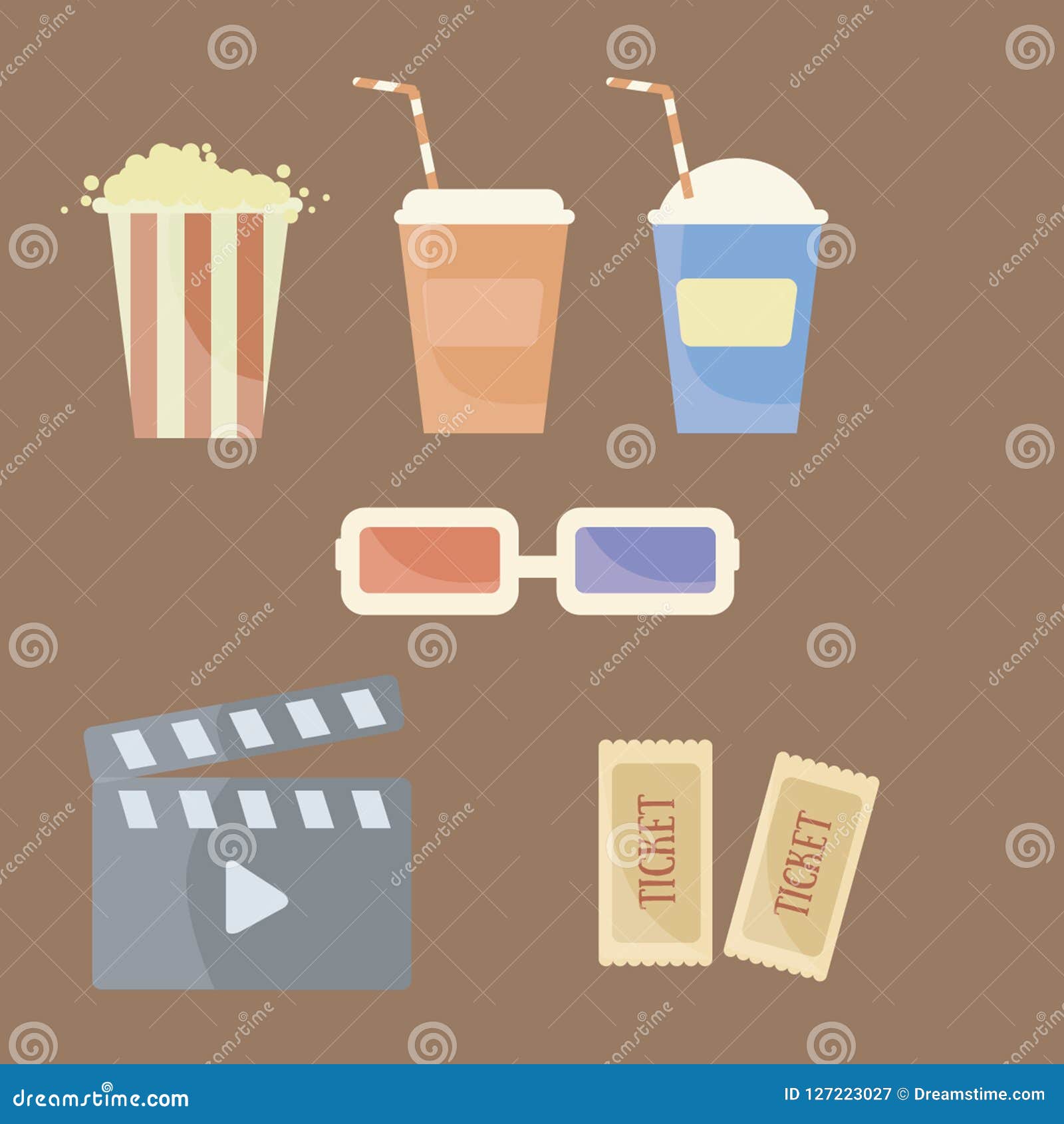 set of objects for cinema