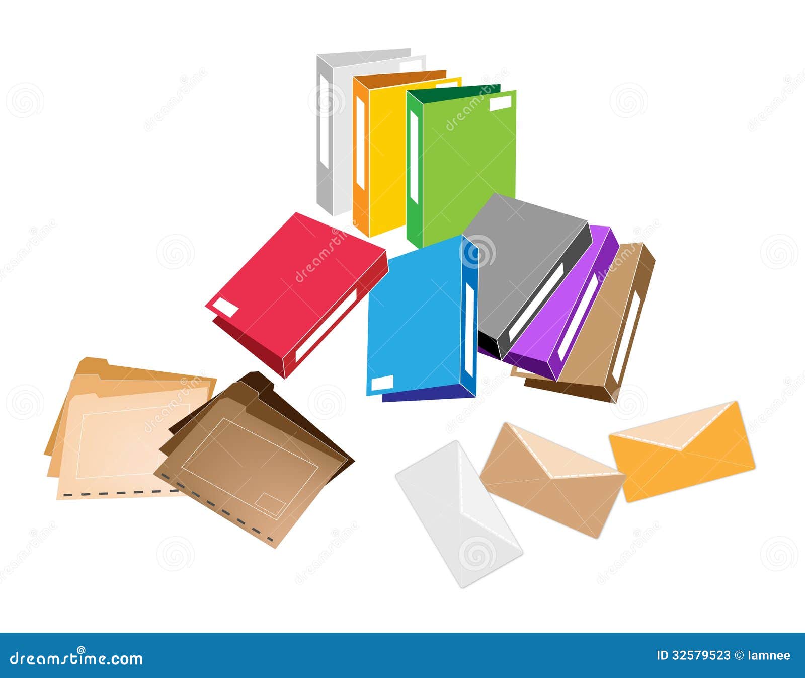 A Set of Office Folder and Close Envelope Stock Vector Illustration