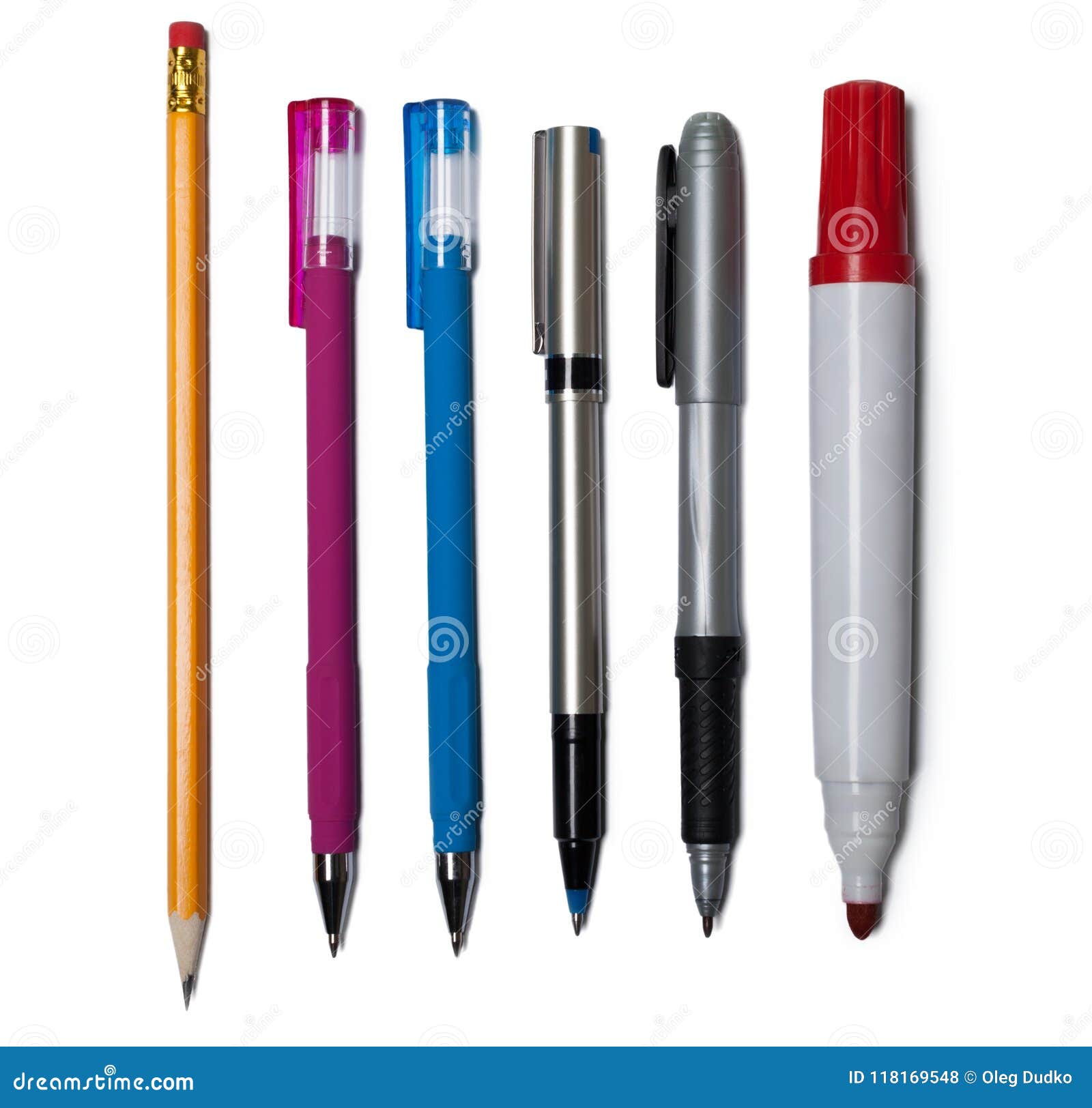 set of office pens and pencils