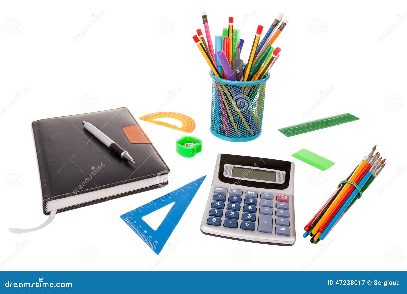 Set of Office and School Supplies. Stock Image Image of letter, group
