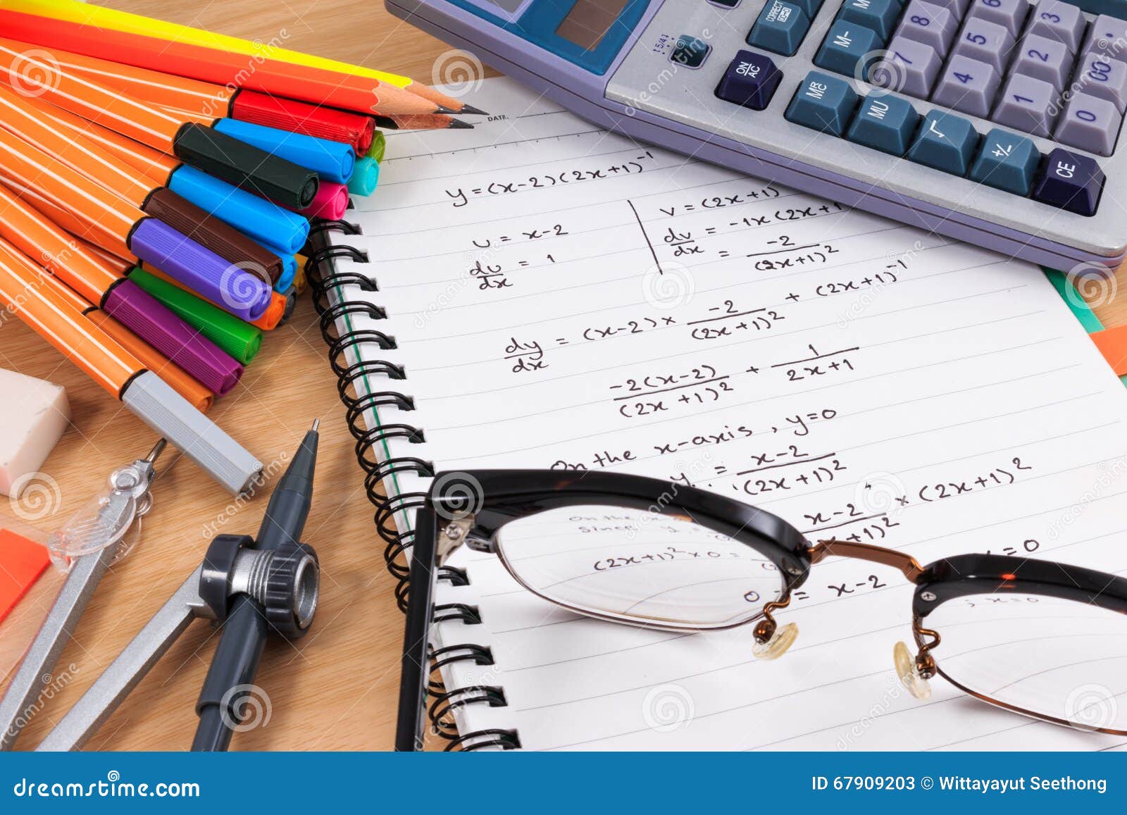 Set of Office Stationery or Math Supplies. Stock Image Image of