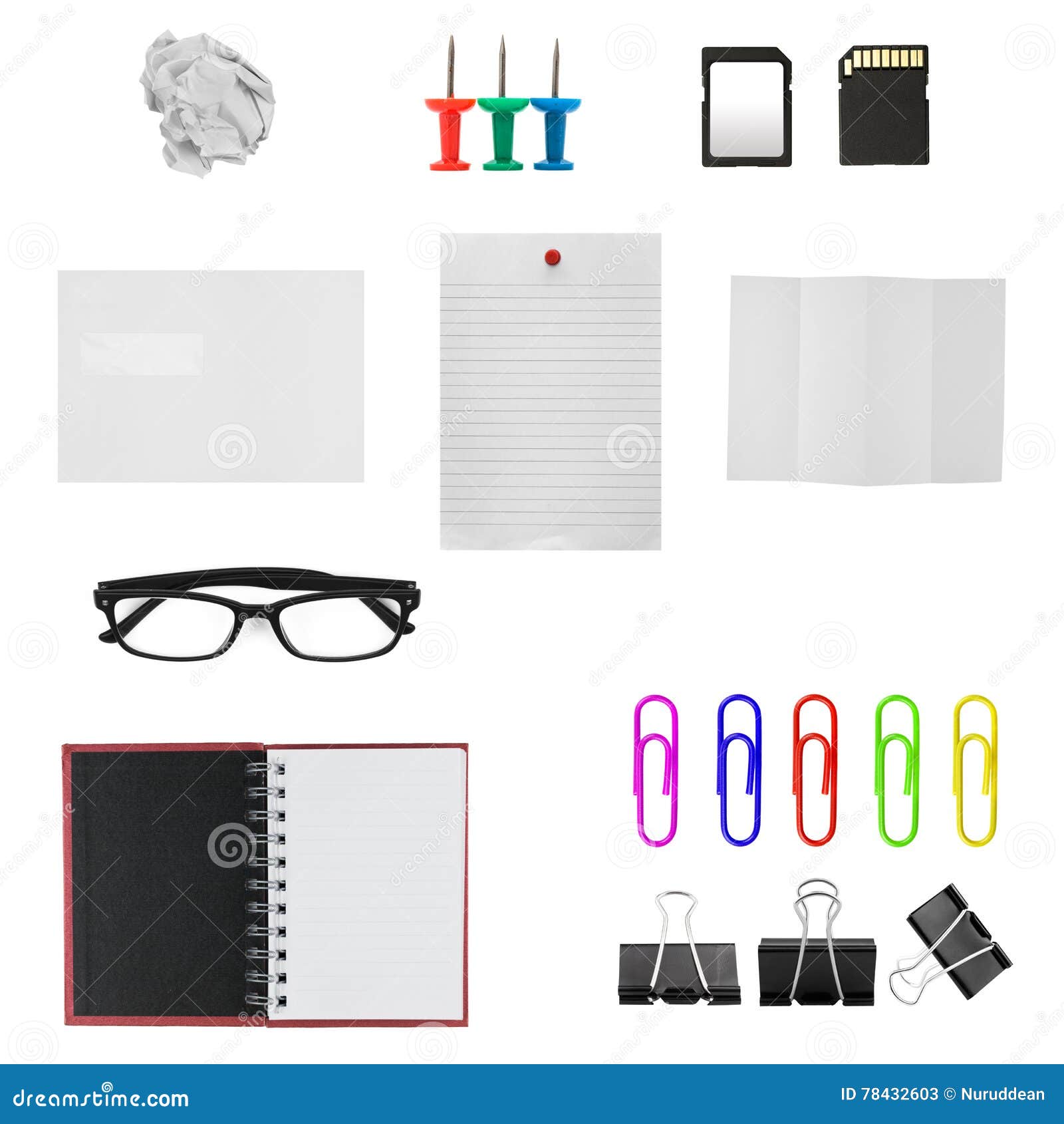 Set of Office Supplies or Office Equipment. Stock Image Image of clip