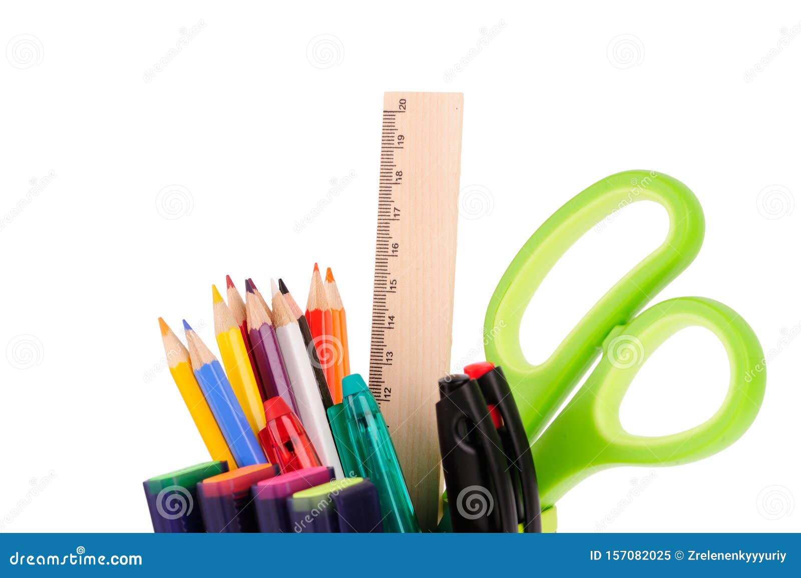 set of office tools  on the white background