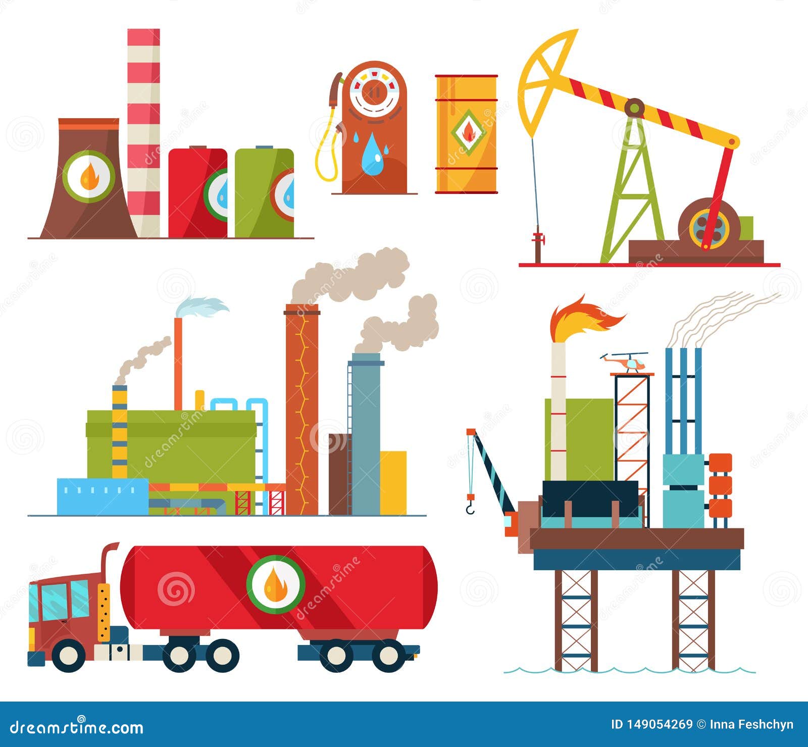 Set of Oil Industry Extraction Production and Transportation Oil and  Petrol, Rig and Barrels on Flat Cartoon Icons Stock Vector - Illustration  of manufacturing, drop: 149054269