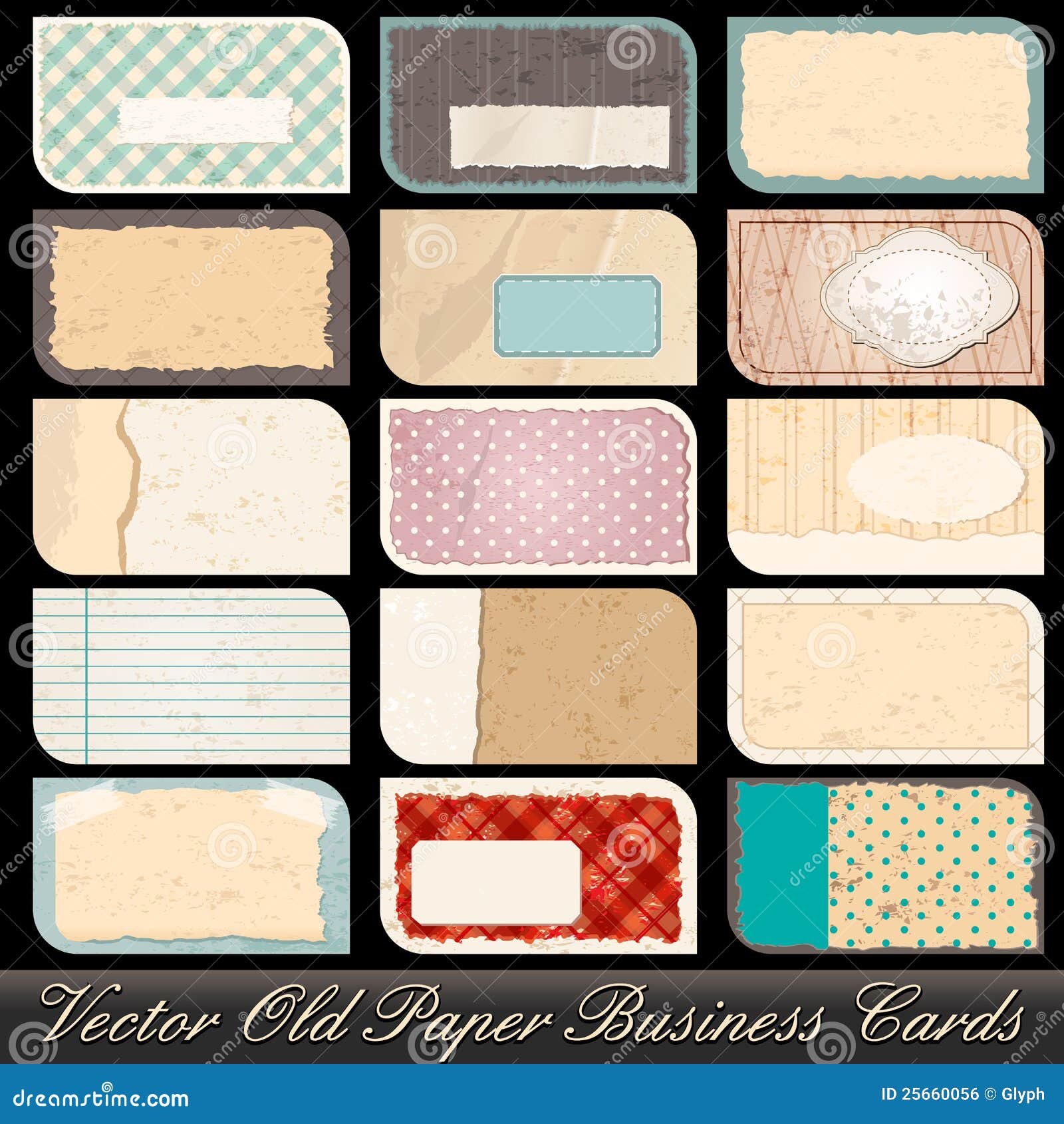 Set of Old Business Card Illustrations Stock Vector Illustration of