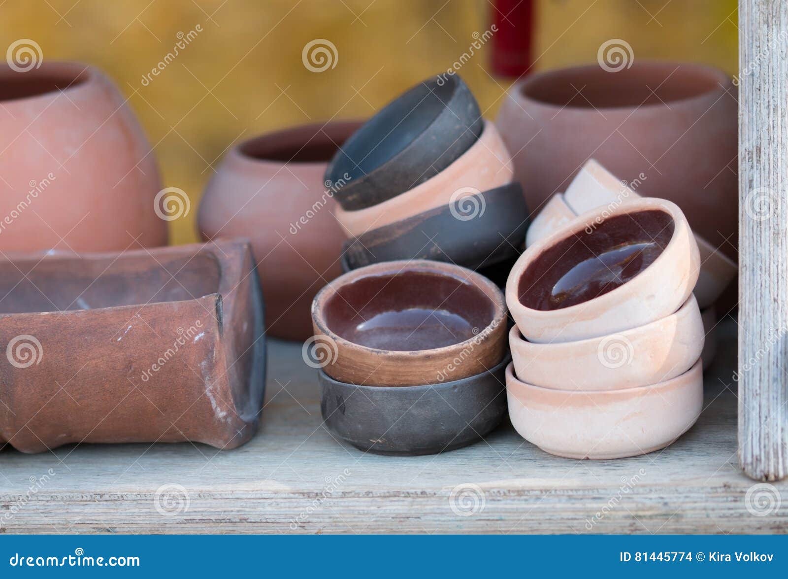 Set Old Fashioned Ceramic Bowls Pots Stock Photos Free & RoyaltyFree
