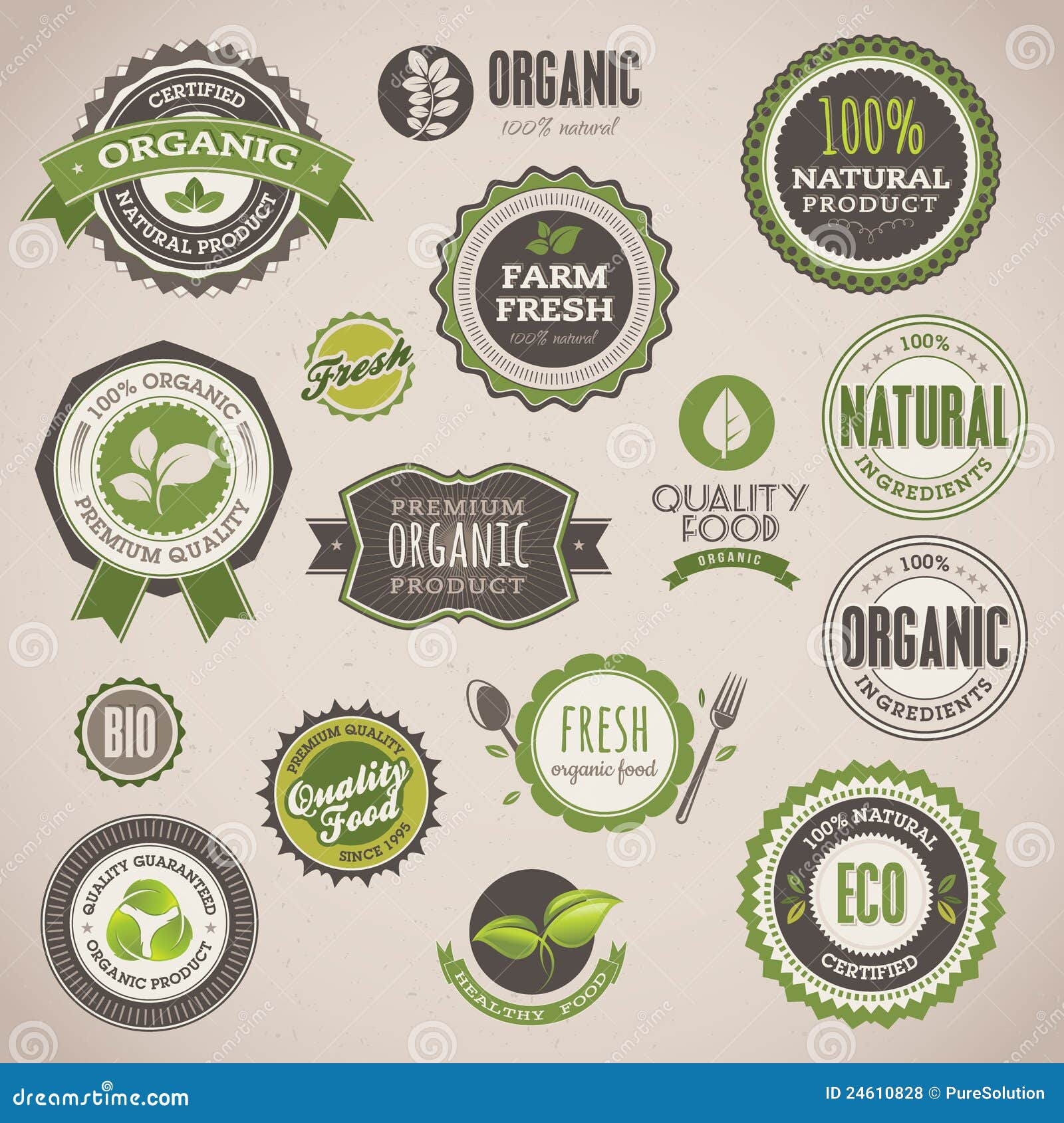 set of organic badges and labels