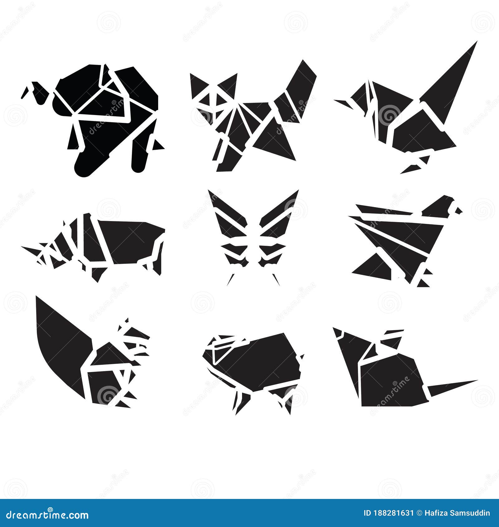 Set of Origami Animals. Vector Illustration Decorative Design Stock Vector  - Illustration of butterfly, mammal: 188281631